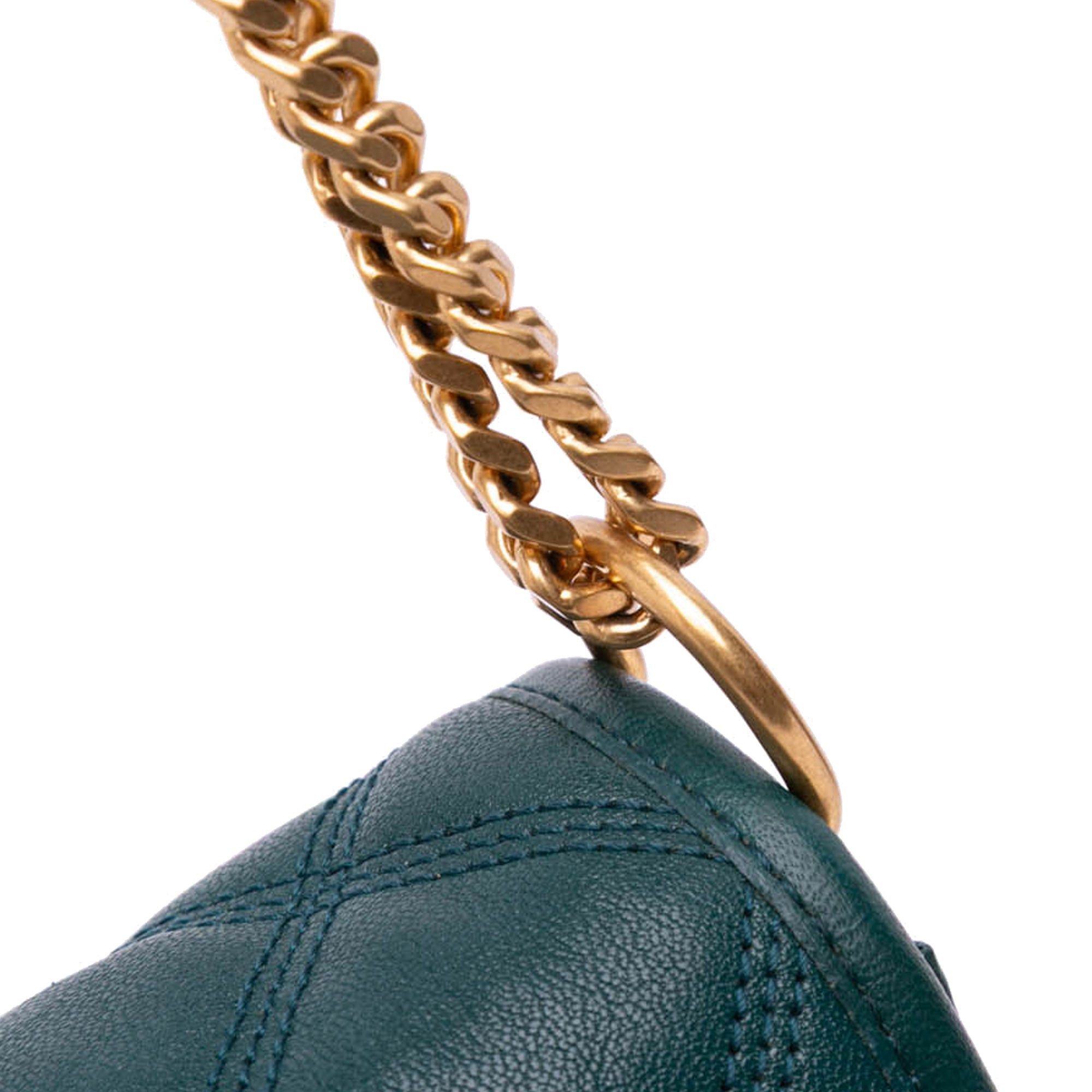 Saint Laurent Paris Saint Laurent Small Quilted Lambskin Becky Chain Shoulder Bag Green Size ONE SIZE - 11 Thumbnail