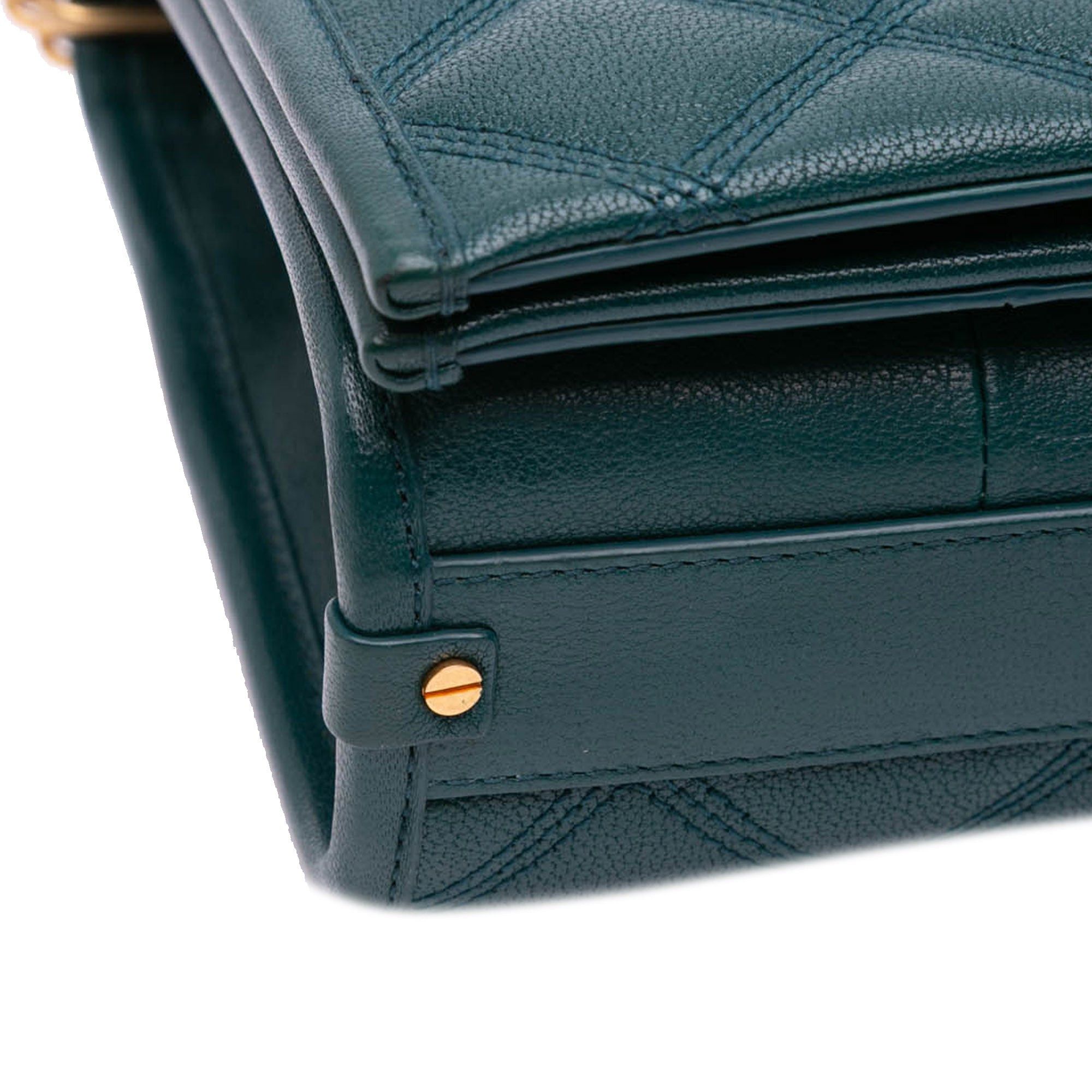 Saint Laurent Paris Saint Laurent Small Quilted Lambskin Becky Chain Shoulder Bag Green Size ONE SIZE - 10 Thumbnail
