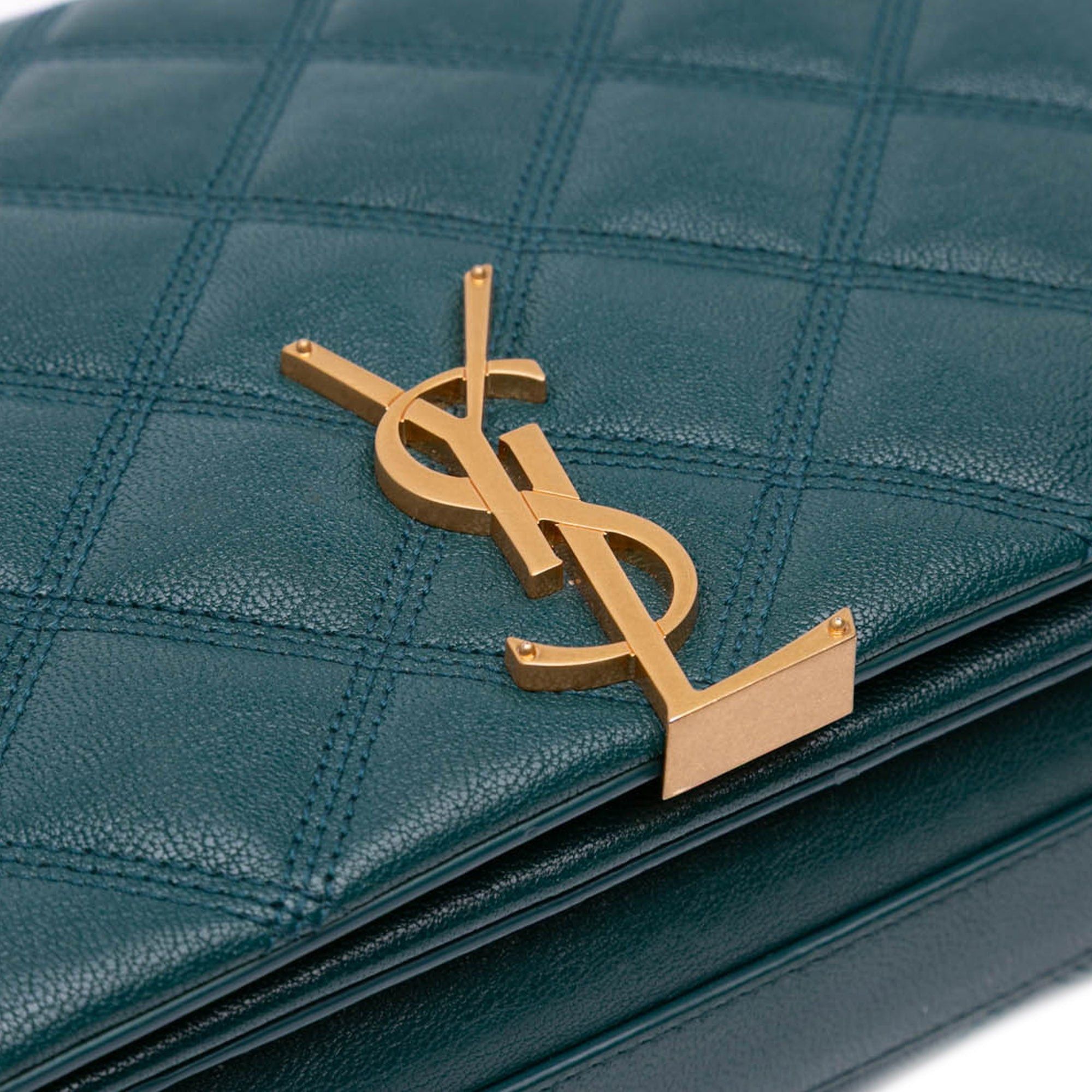 Saint Laurent Paris Saint Laurent Small Quilted Lambskin Becky Chain Shoulder Bag Green Size ONE SIZE - 9 Thumbnail