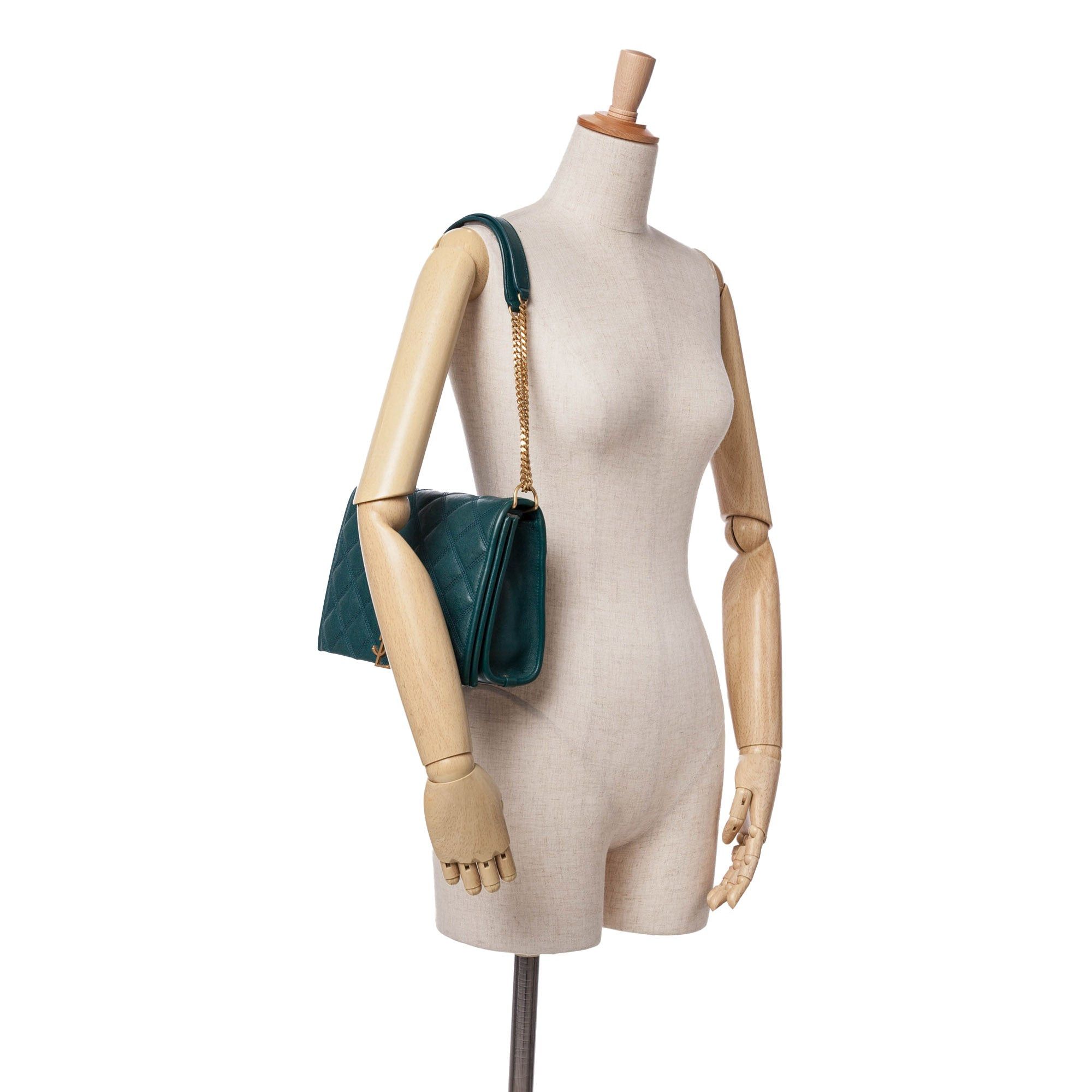Saint Laurent Paris Saint Laurent Small Quilted Lambskin Becky Chain Shoulder Bag Green Size ONE SIZE - 12 Thumbnail
