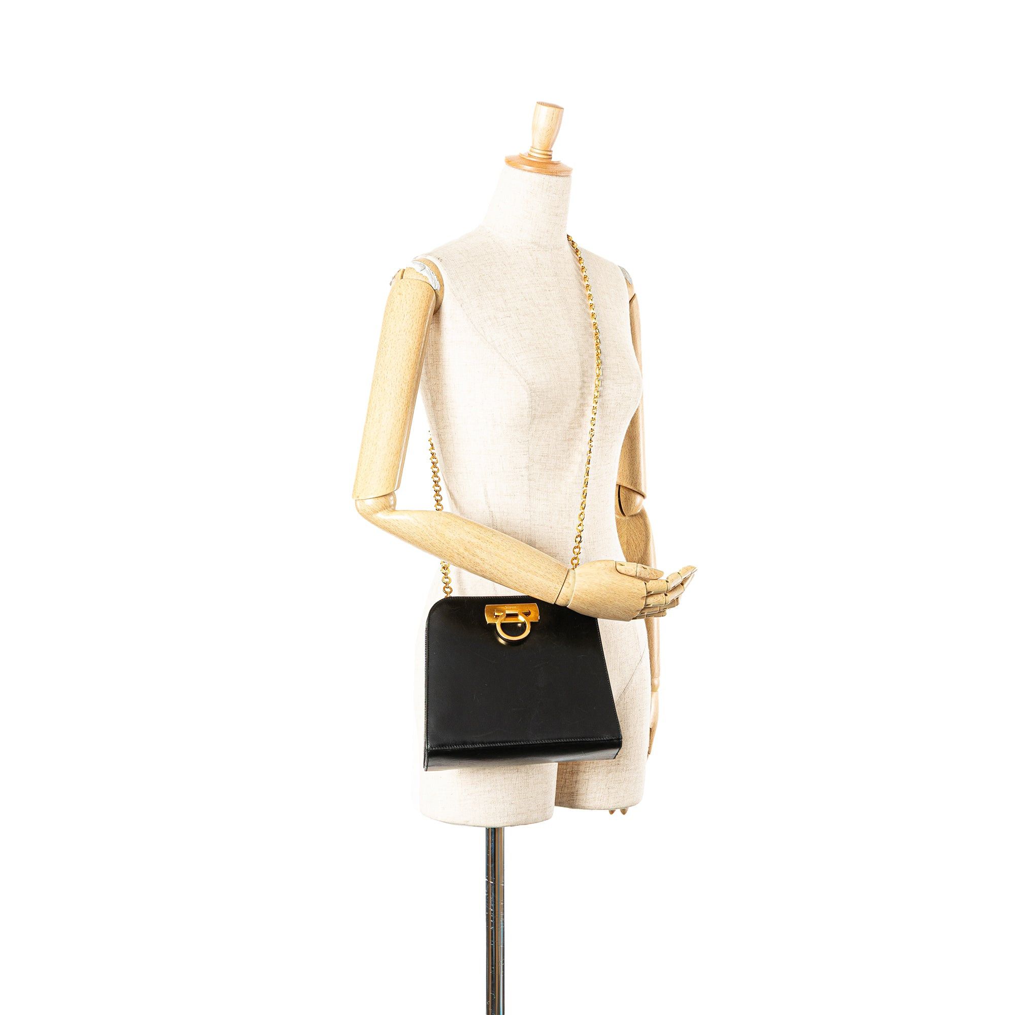 Salvatore Ferragamo Ferragamo Leather Gancini Chain Crossbody Black Size ONE SIZE - 11 Thumbnail