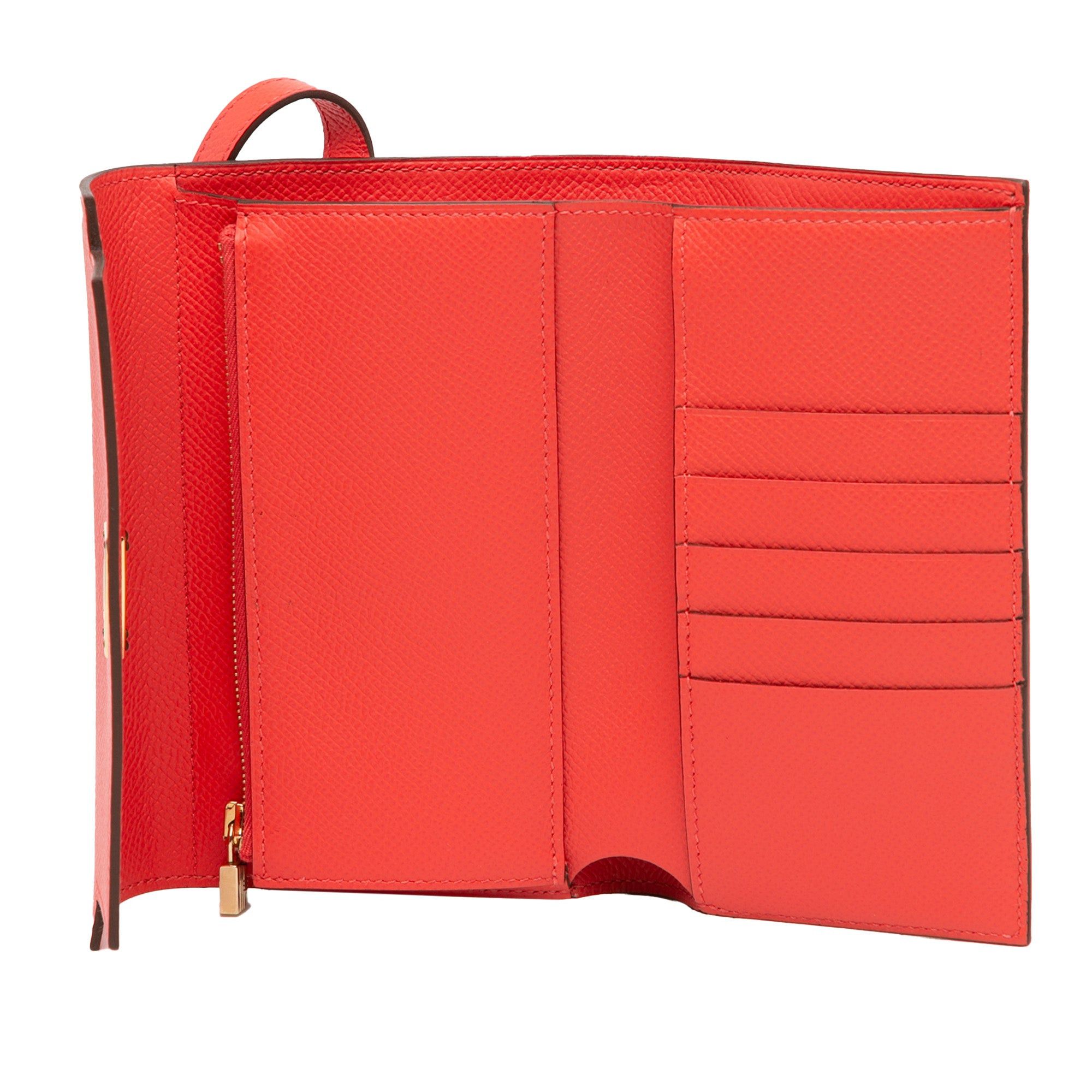 Hermes Hermès Medium Epsom Kelly Depliant Wallet Red Size ONE SIZE - 4 Thumbnail