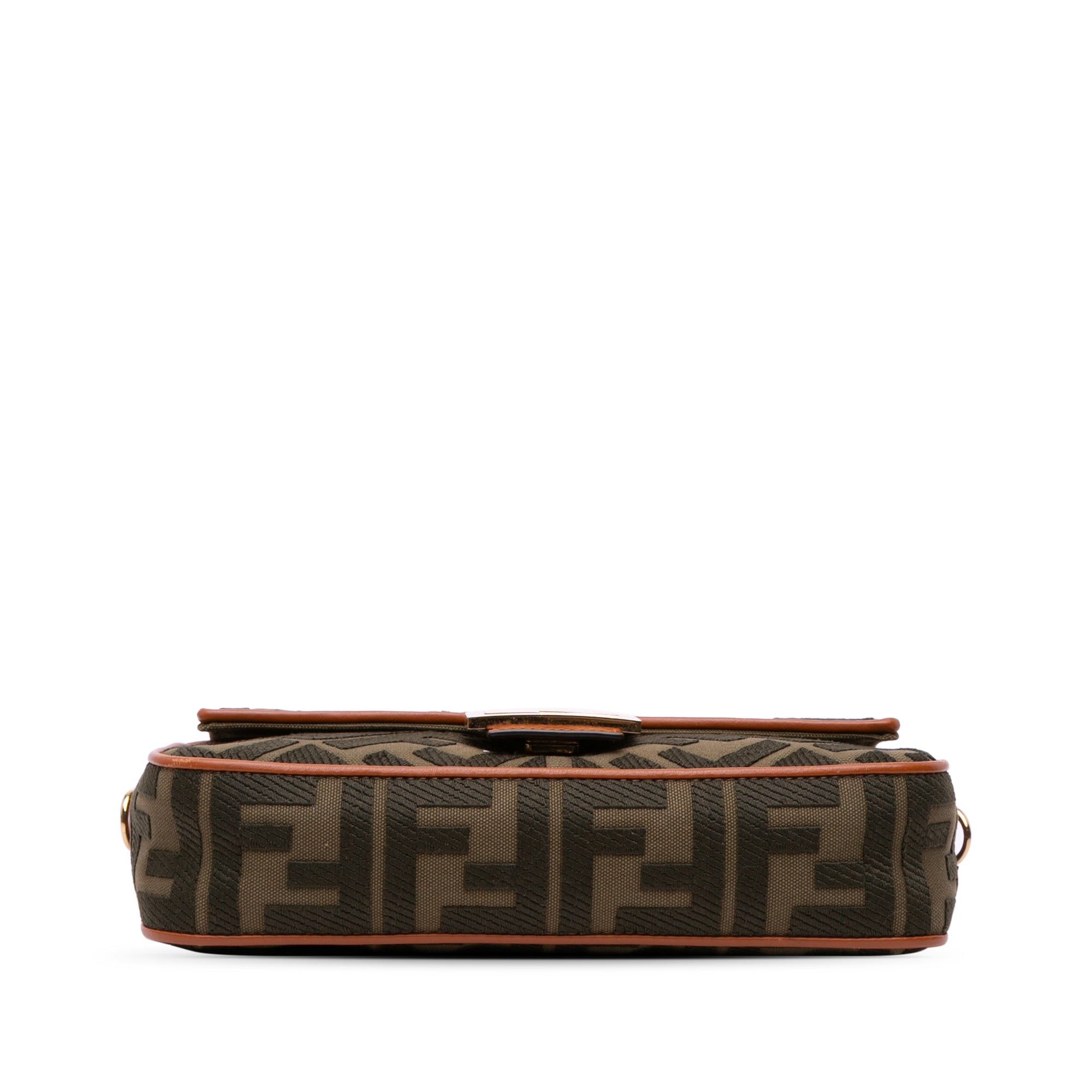 Fendi Fendi Zucca Embroidered Canvas Baguette Satchel Brown Size ONE SIZE - 3 Thumbnail
