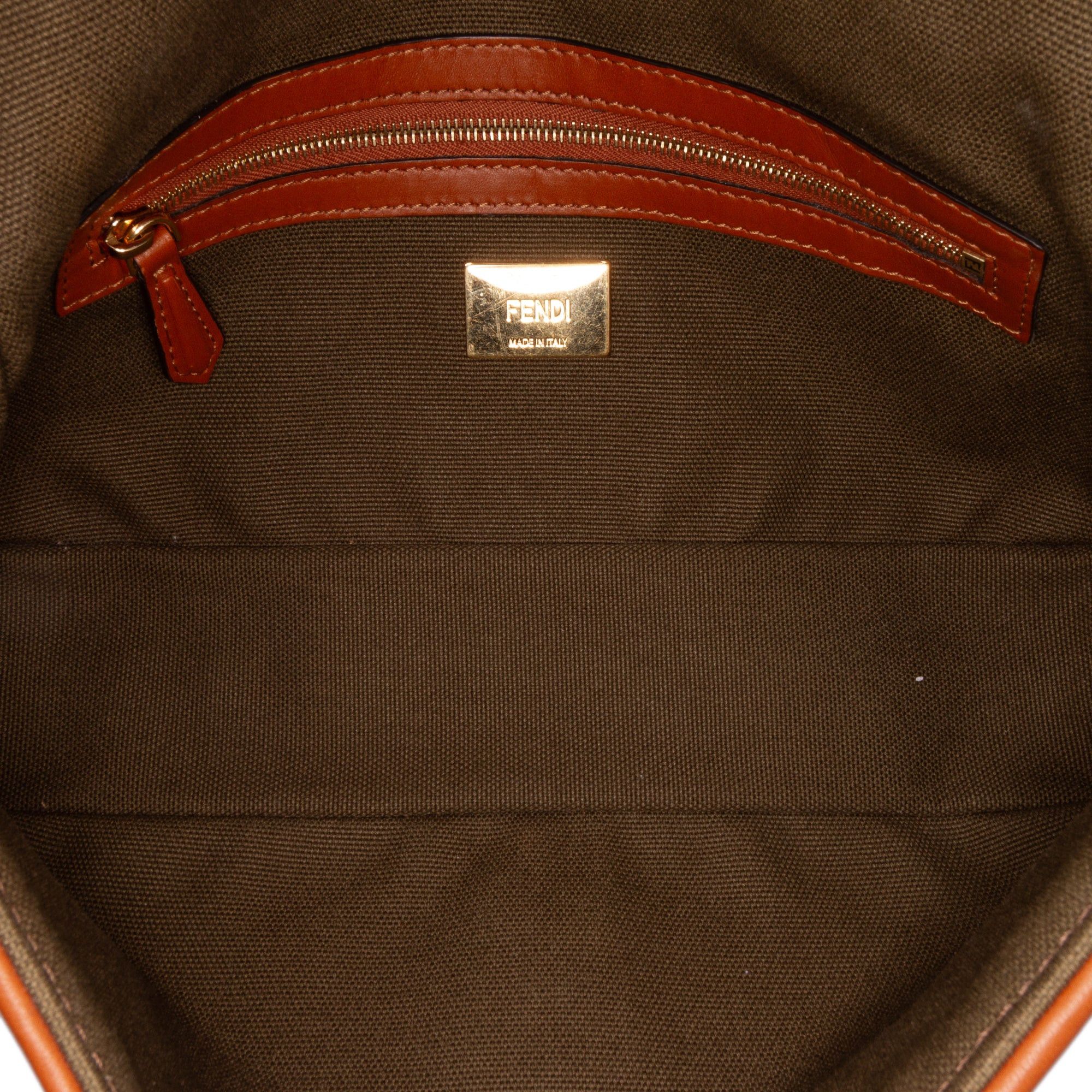 Fendi Fendi Zucca Embroidered Canvas Baguette Satchel Brown Size ONE SIZE - 4 Thumbnail