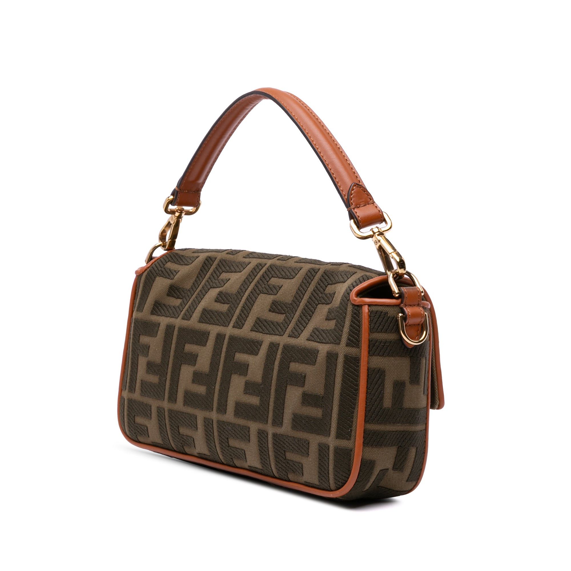 Fendi Fendi Zucca Embroidered Canvas Baguette Satchel Brown Size ONE SIZE - 2 Thumbnail