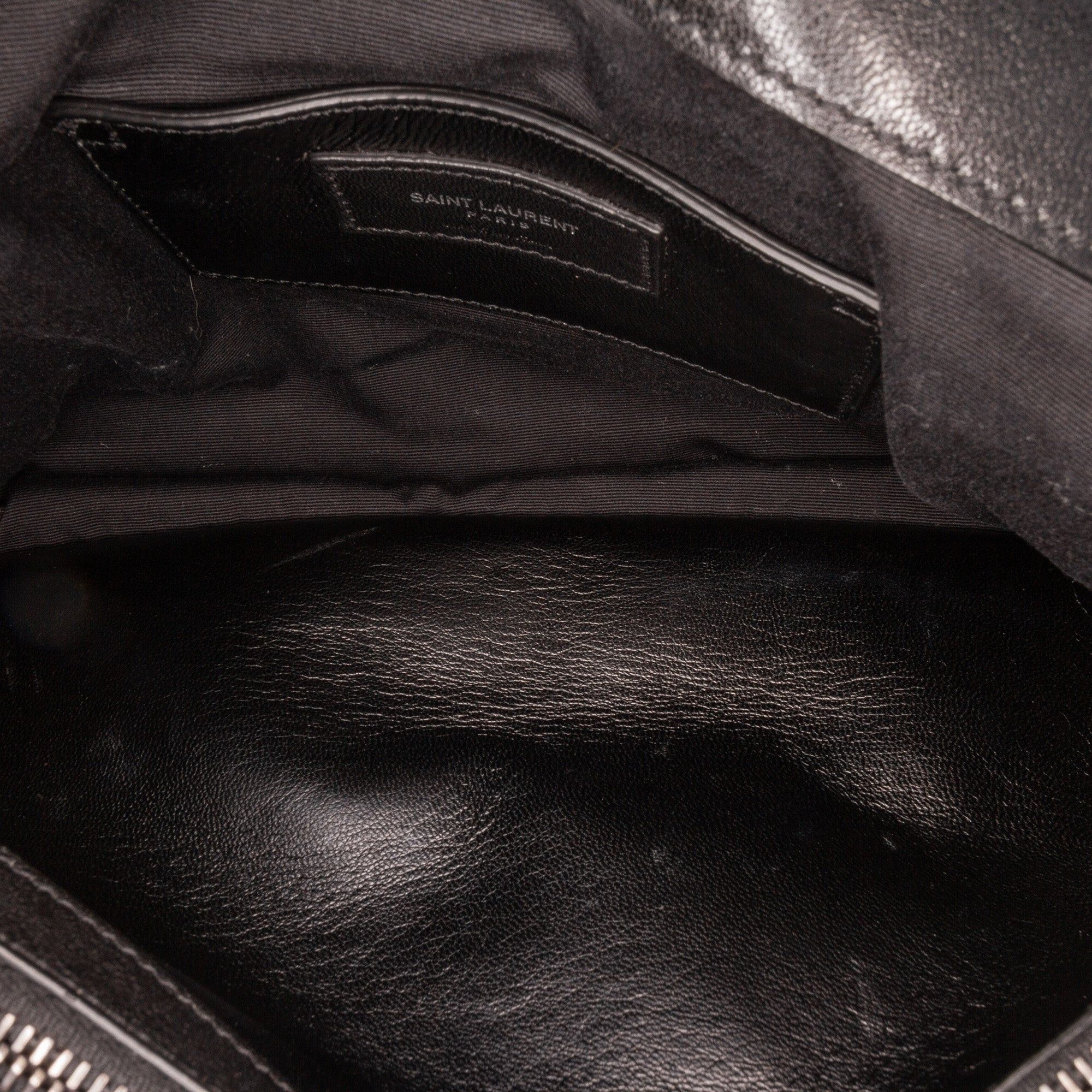 Saint Laurent Paris Saint Laurent Large Sheepskin Chevron Monogram Monochrome College Bag Black Size ONE SIZE - 5 Thumbnail