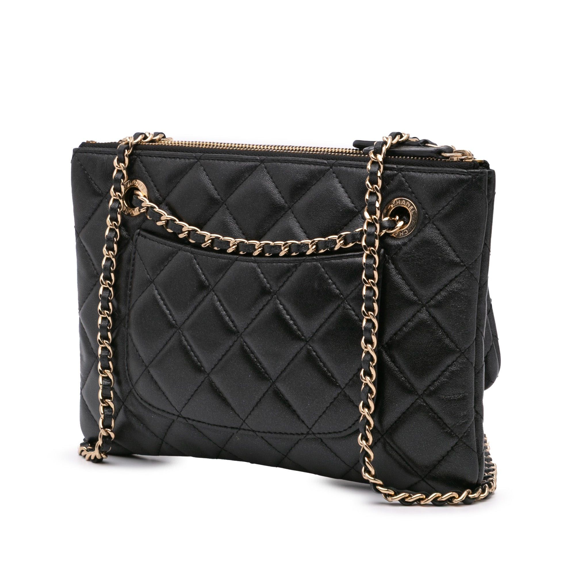 Chanel Chanel Quilted Lambskin Double Case with Chain Black Size ONE SIZE - 2 Thumbnail
