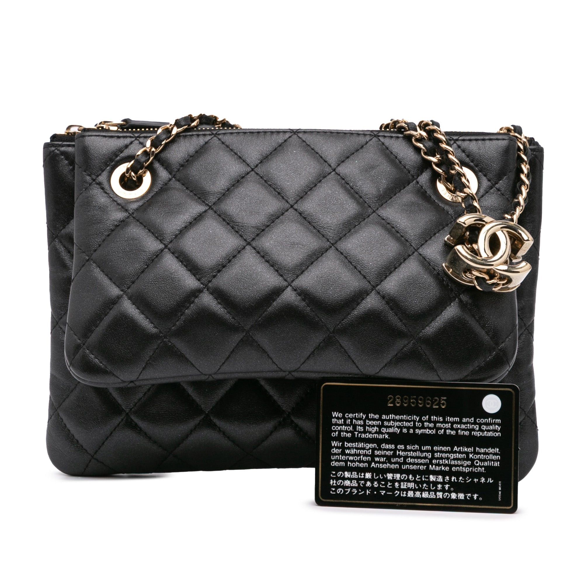 Chanel Chanel Quilted Lambskin Double Case with Chain Black Size ONE SIZE - 13 Thumbnail