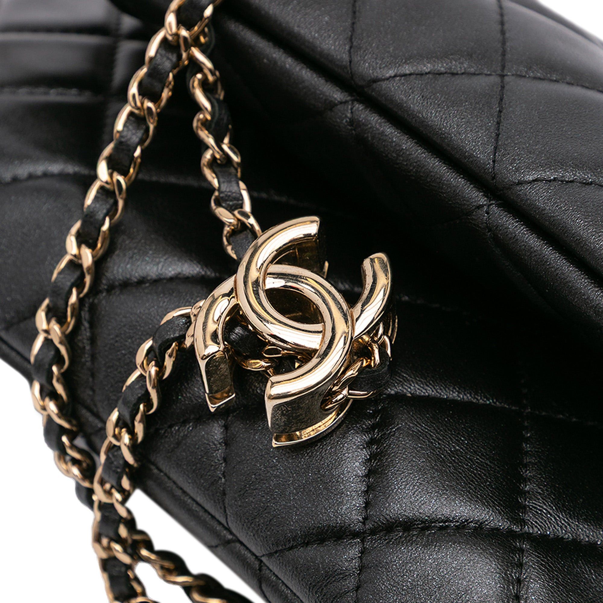 Chanel Chanel Quilted Lambskin Double Case with Chain Black Size ONE SIZE - 11 Thumbnail