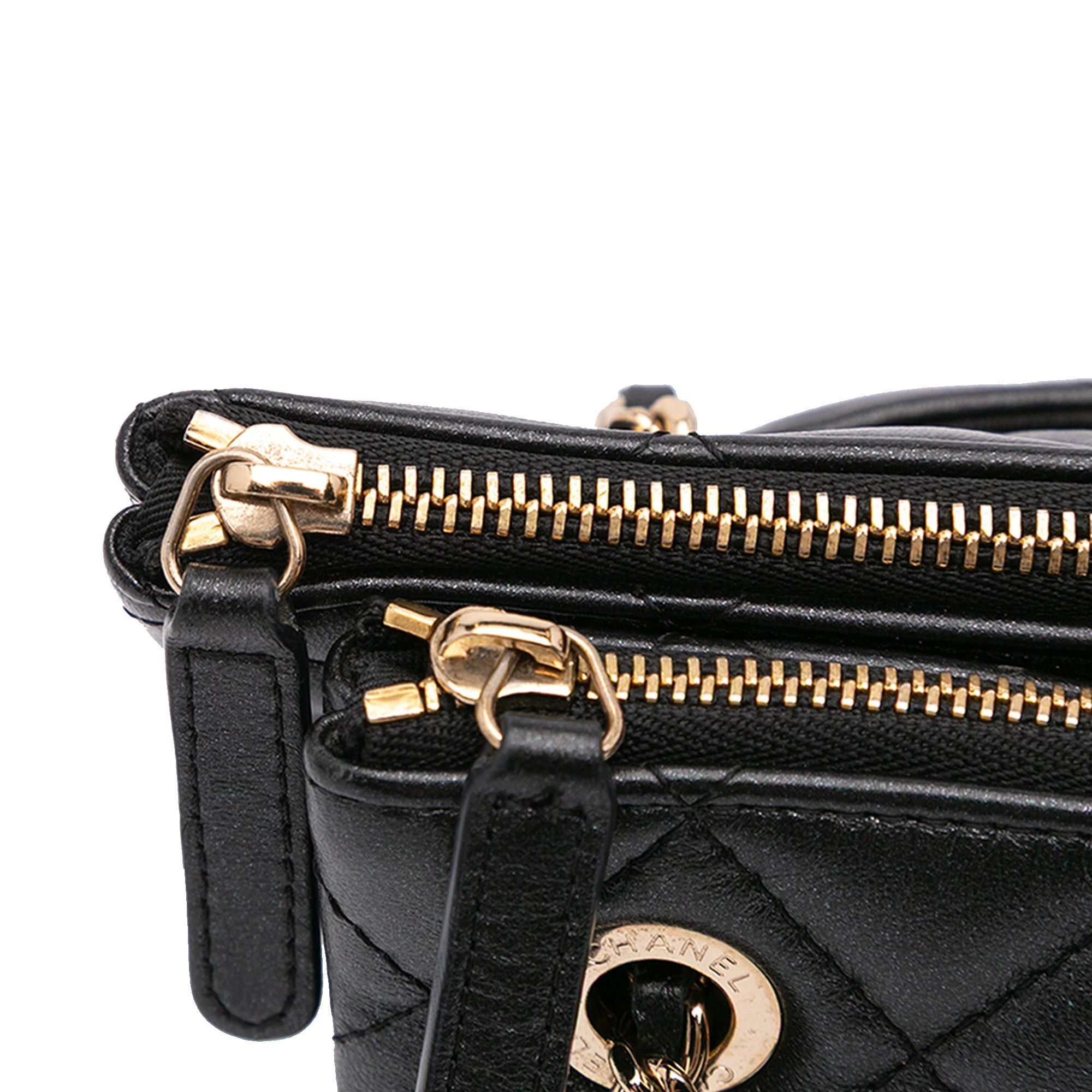 Chanel Chanel Quilted Lambskin Double Case with Chain Black Size ONE SIZE - 9 Thumbnail