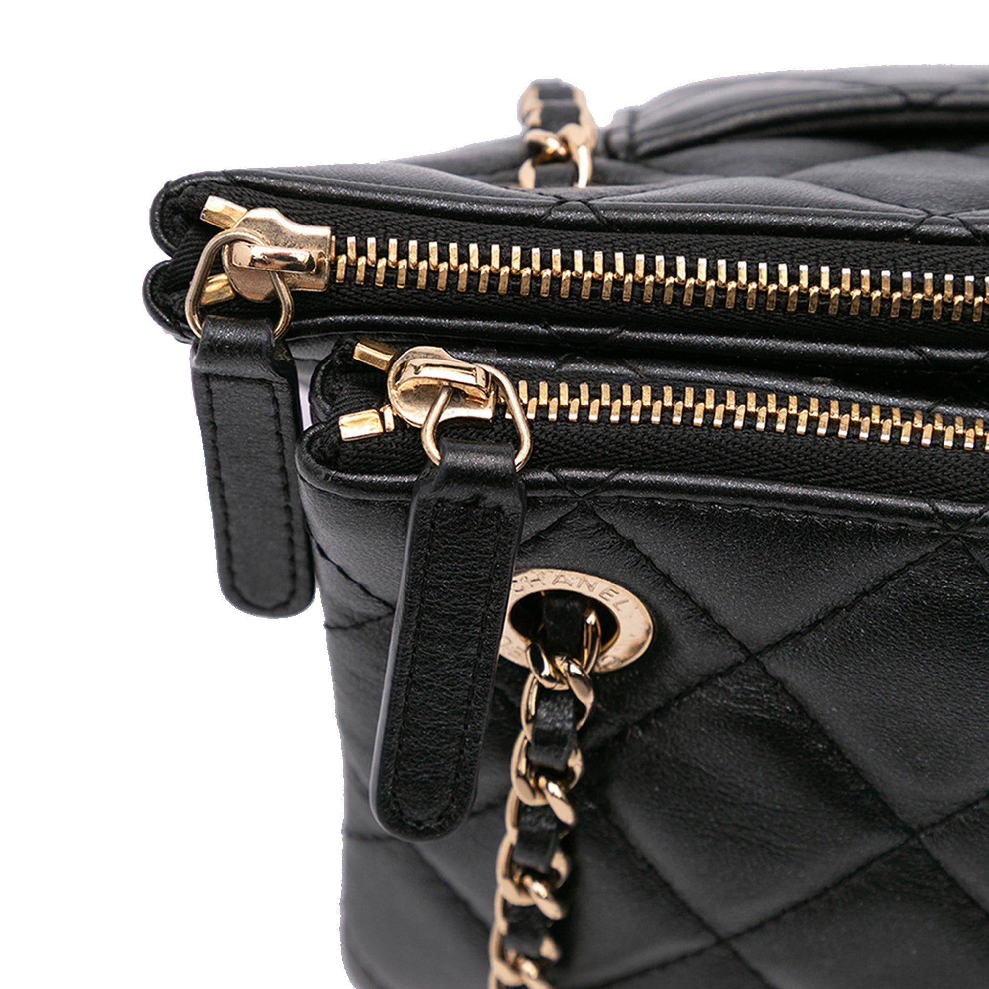 Chanel Chanel Quilted Lambskin Double Case with Chain Black Size ONE SIZE - 10 Thumbnail