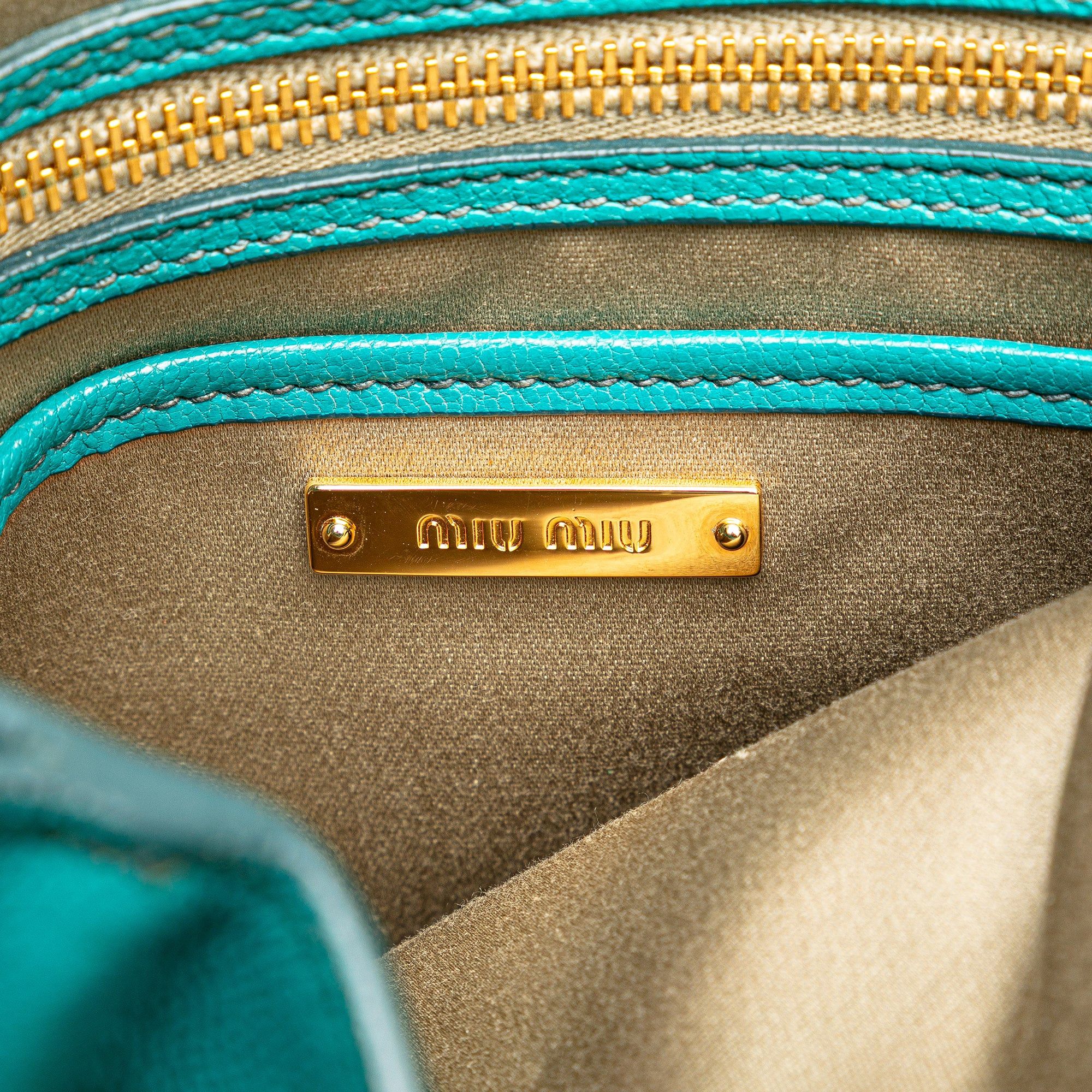 Miu Miu Miu Miu Goatskin Madras Satchel Blue Size ONE SIZE - 7 Thumbnail