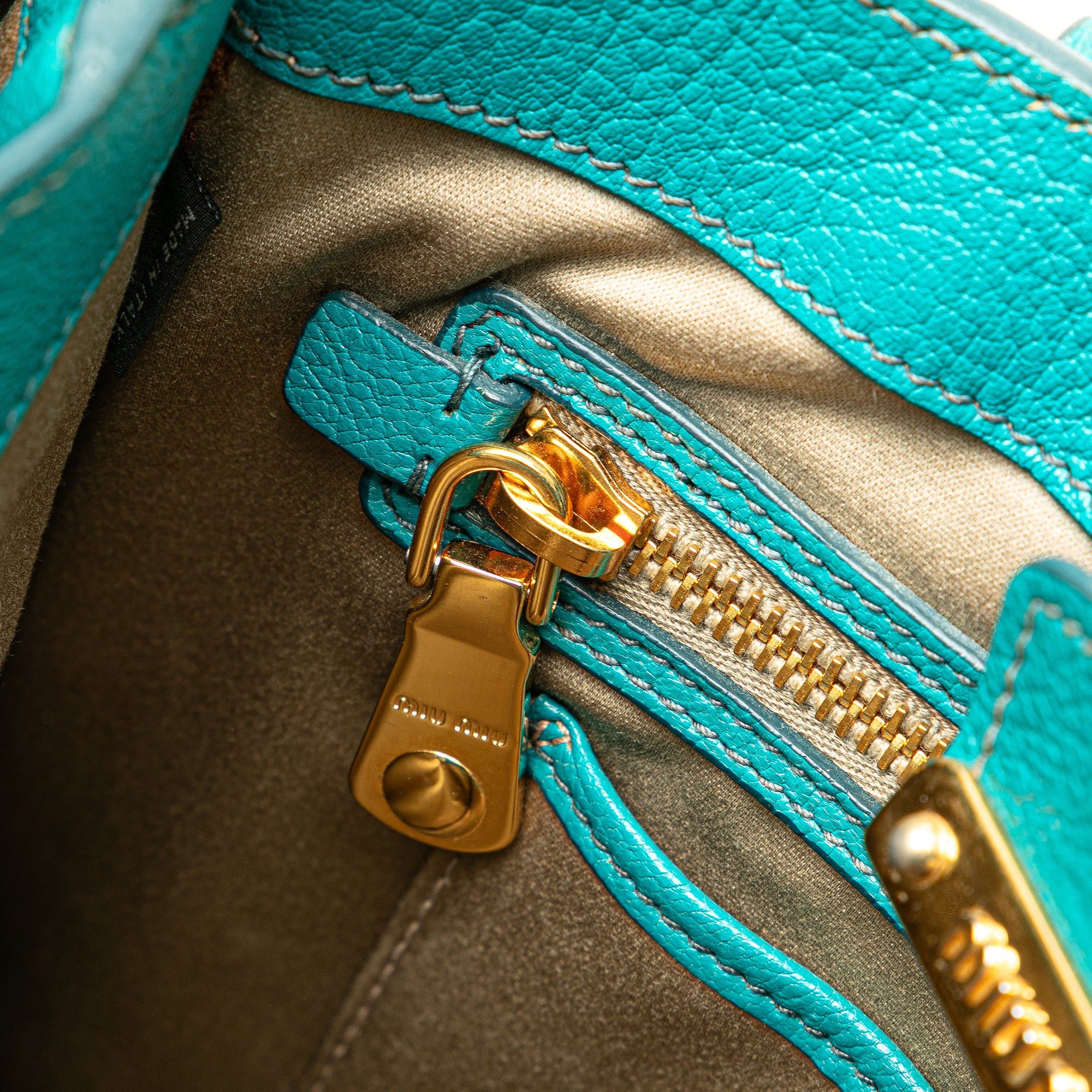 Miu Miu Miu Miu Goatskin Madras Satchel Blue Size ONE SIZE - 9 Thumbnail