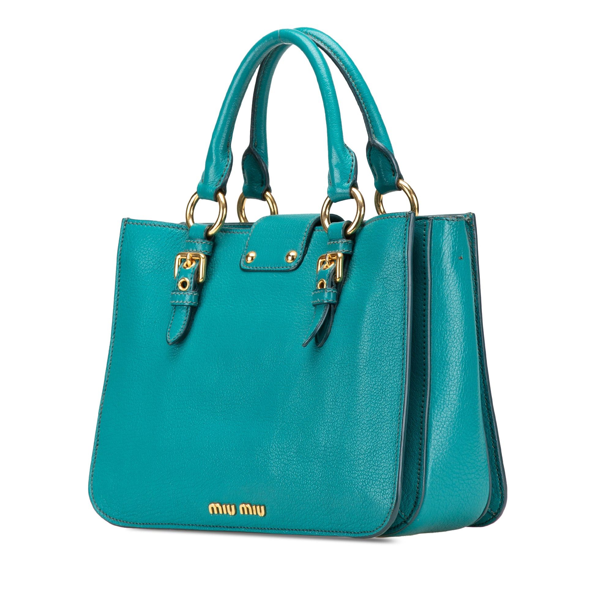 Miu Miu Miu Miu Goatskin Madras Satchel Blue Size ONE SIZE - 2 Thumbnail