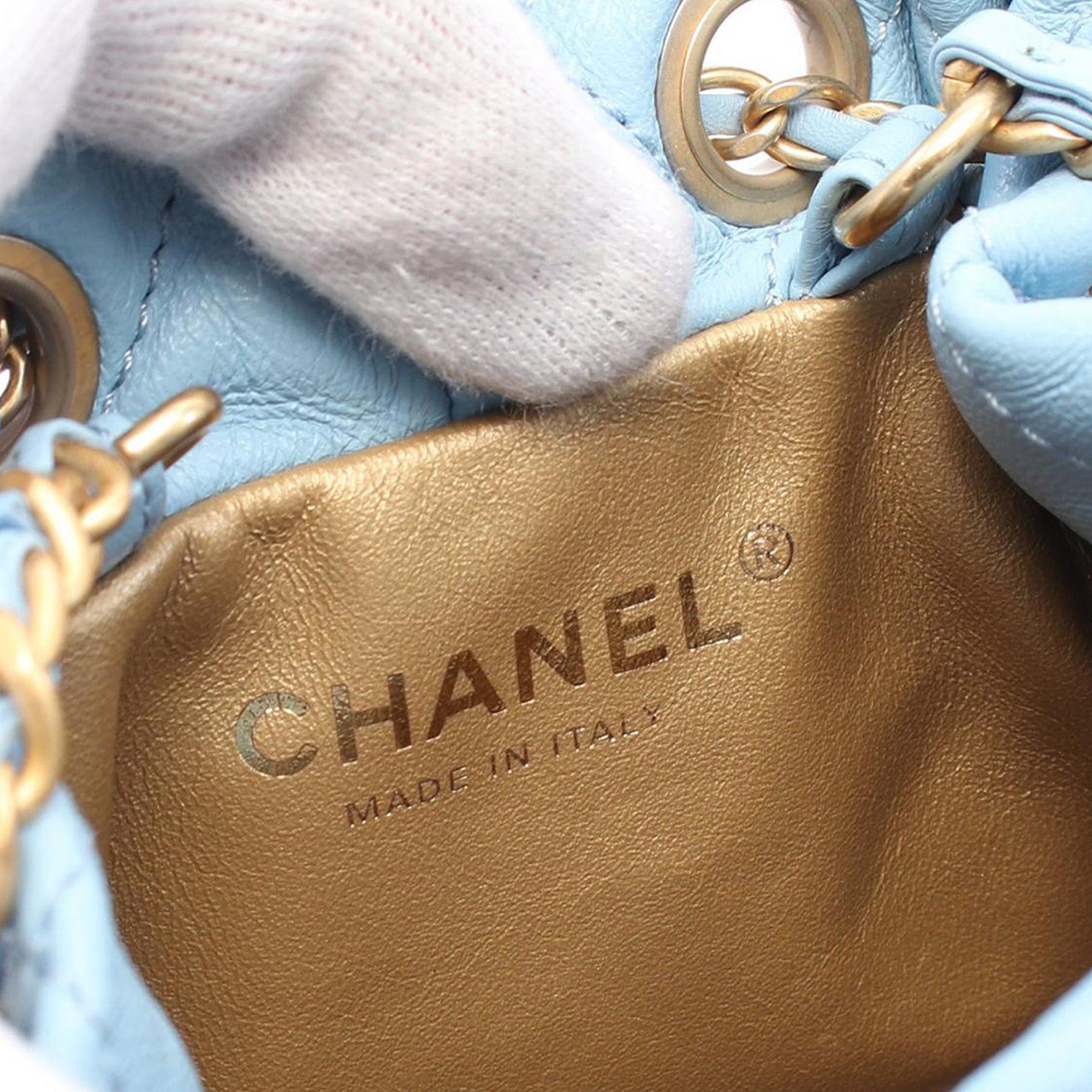 Chanel Chanel Quilted Lambskin Pearl Crush Bucket Bag Blue Size ONE SIZE - 5 Thumbnail
