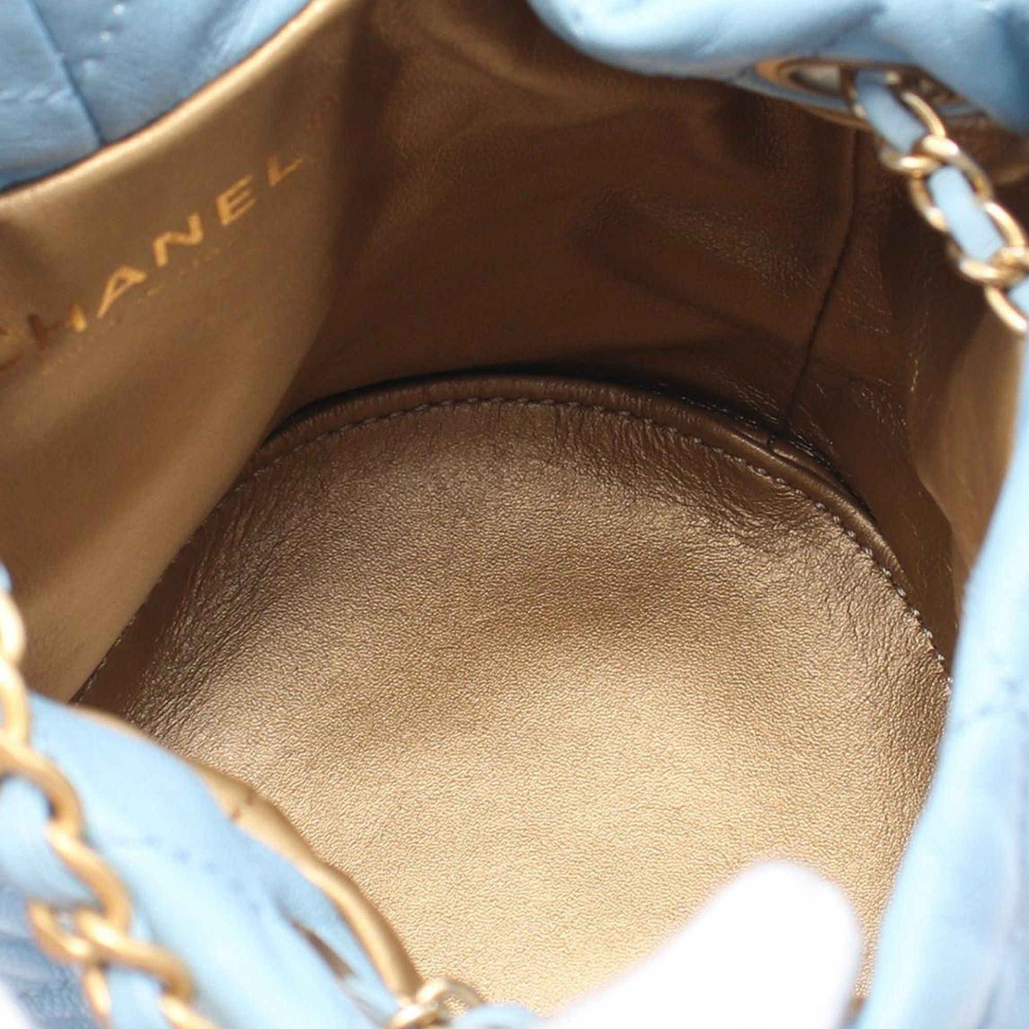 Chanel Chanel Quilted Lambskin Pearl Crush Bucket Bag Blue Size ONE SIZE - 4 Thumbnail