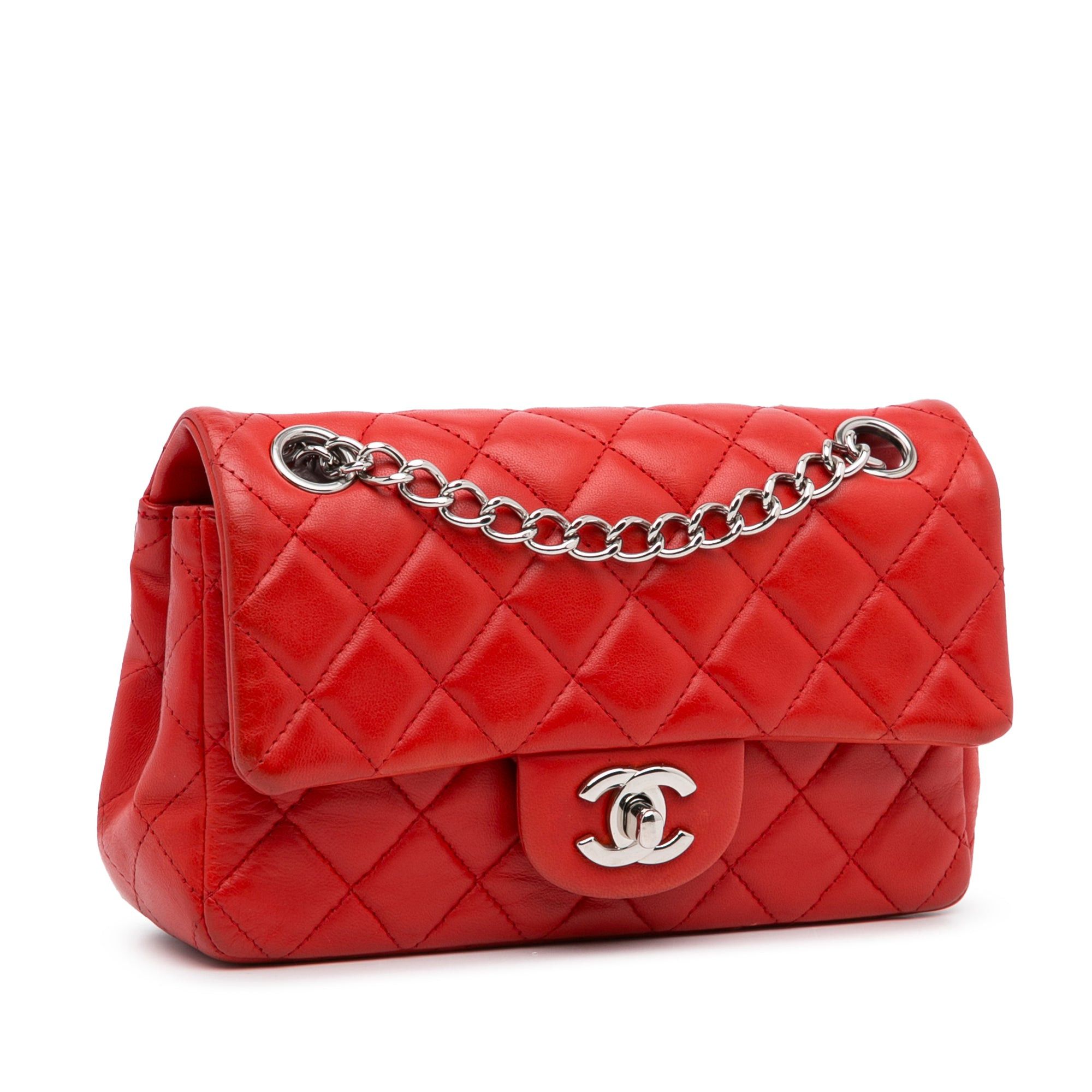 Chanel Chanel New Mini Classic Lambskin Single Flap Red Size ONE SIZE - 2 Thumbnail