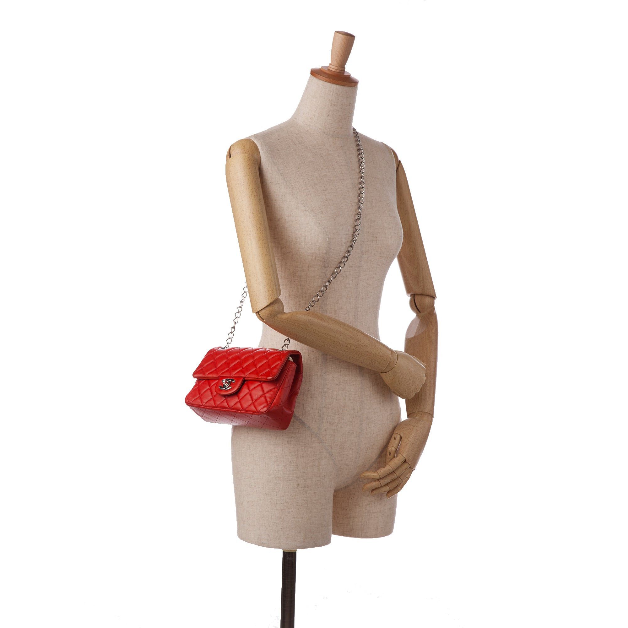 Chanel Chanel New Mini Classic Lambskin Single Flap Red Size ONE SIZE - 9 Thumbnail