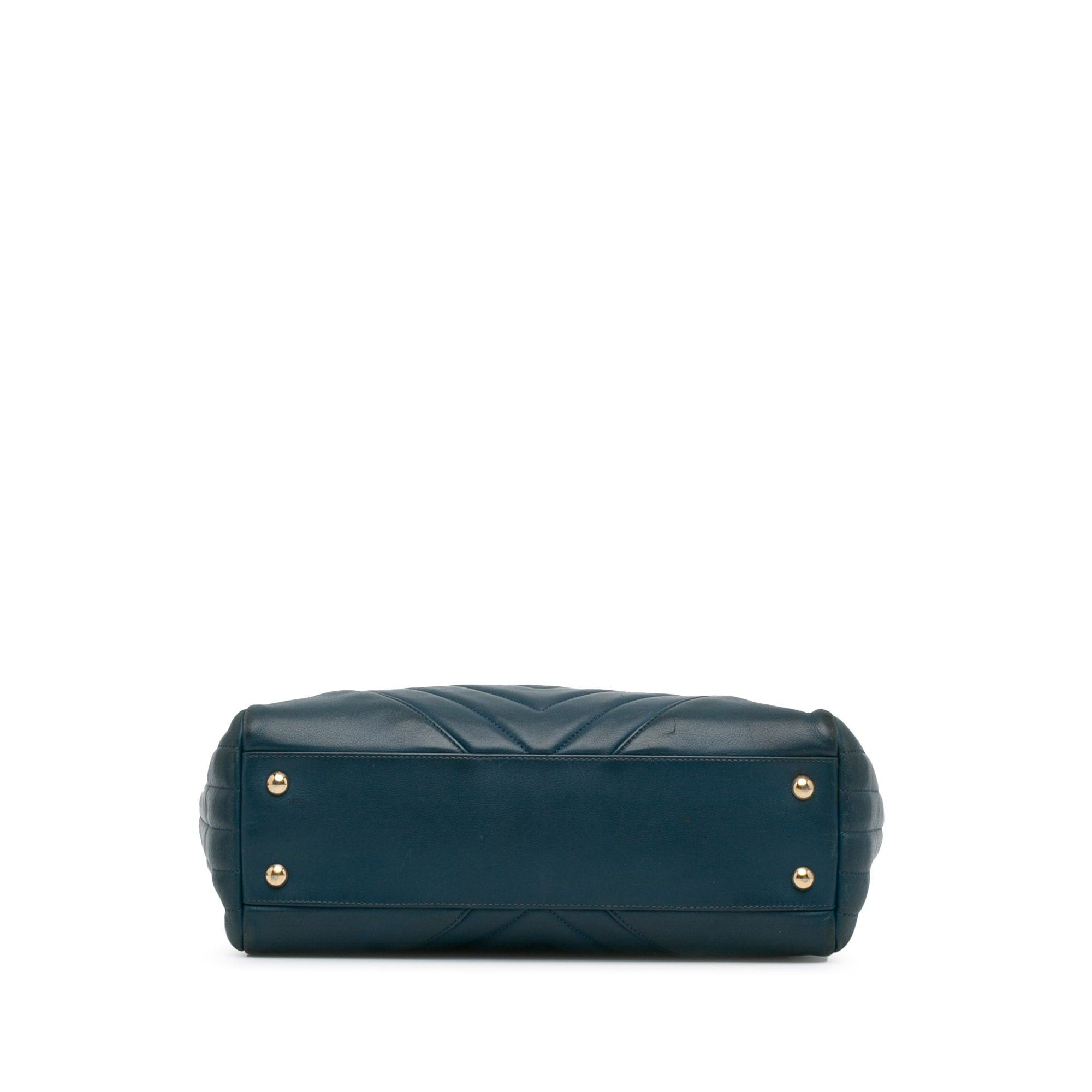 Chanel Chanel CC Chevron Calfskin Statement Shopping Tote Blue Size ONE SIZE - 4 Thumbnail