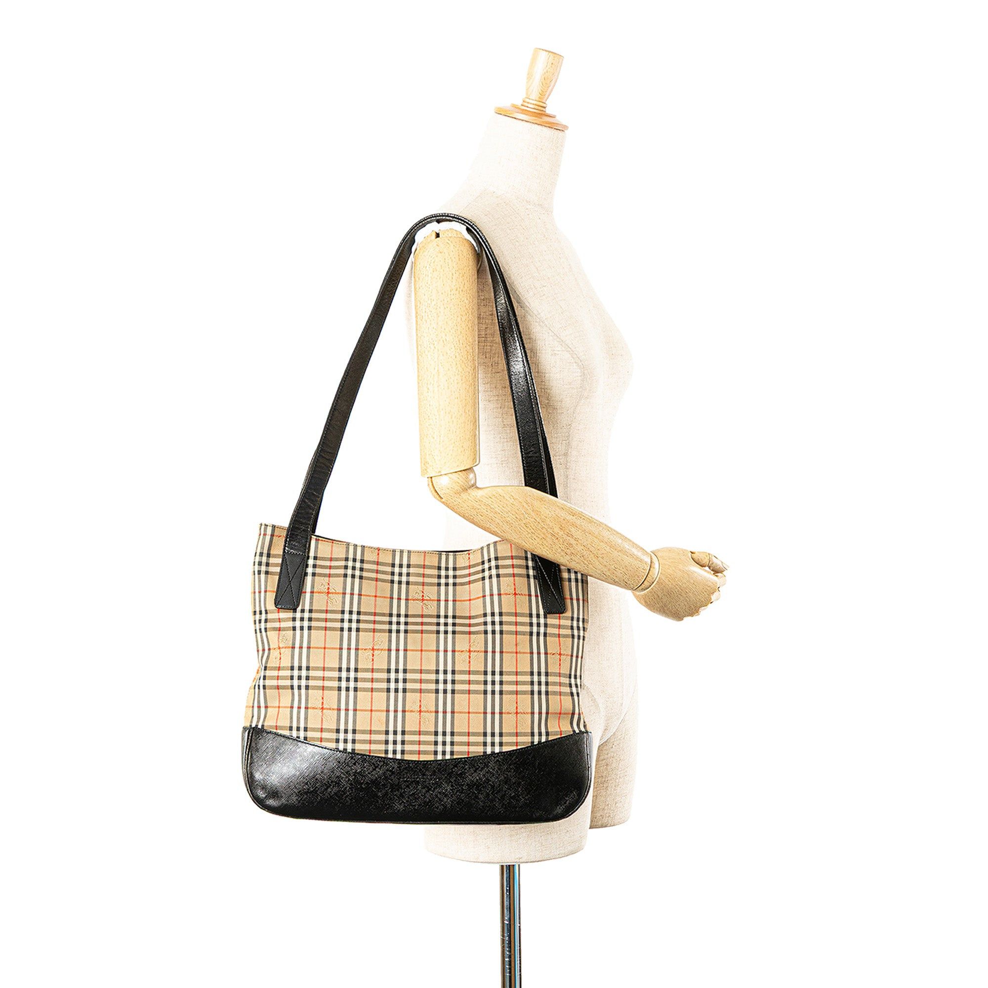 Burberry Burberry Haymarket Check Canvas Tote Brown Size ONE SIZE - 11 Thumbnail