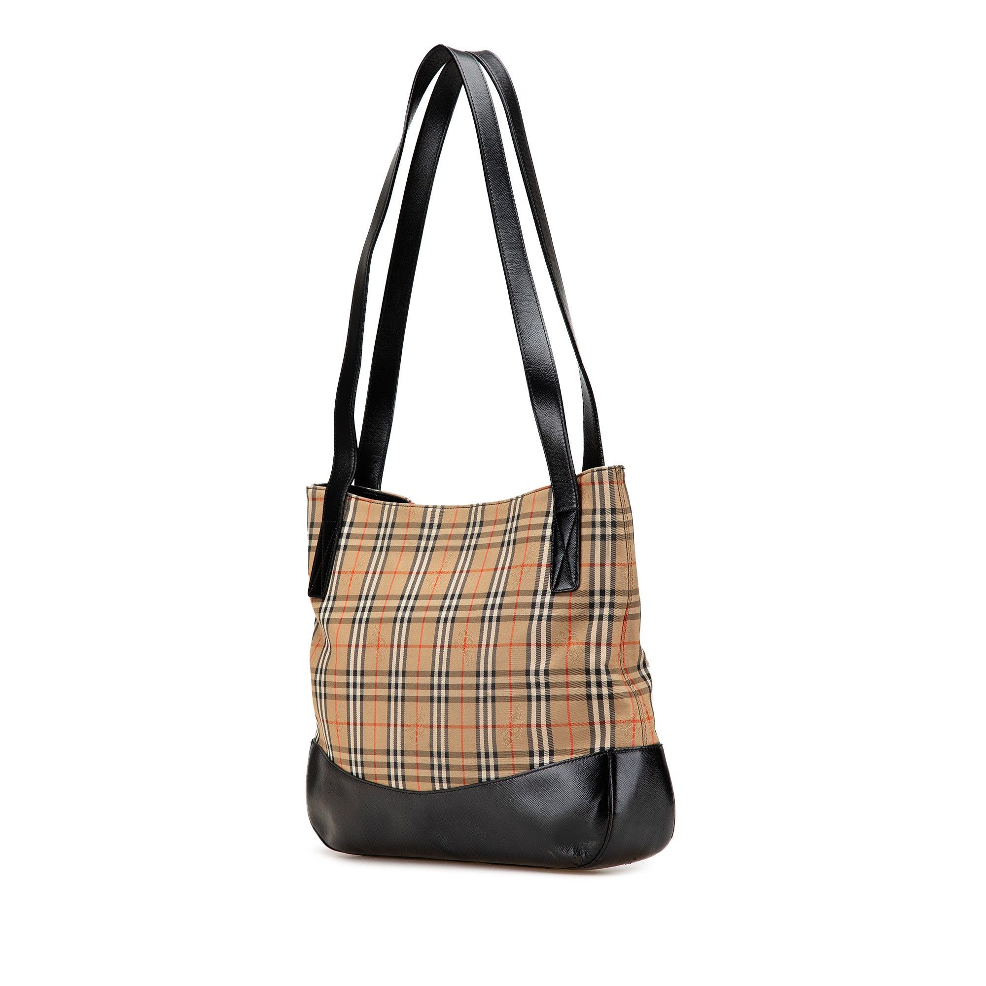 Burberry Burberry Haymarket Check Canvas Tote Brown Size ONE SIZE - 2 Thumbnail
