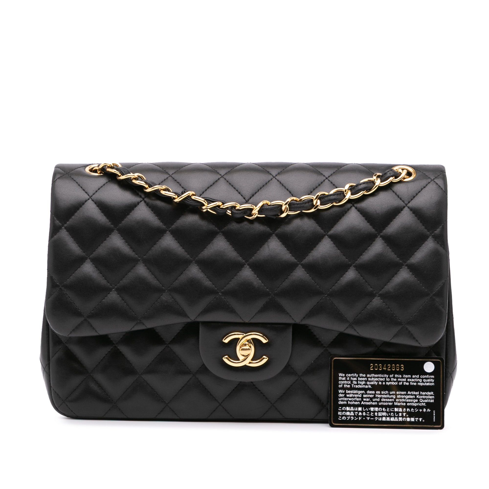 Chanel Chanel Jumbo Classic Lambskin Double Flap Black Size ONE SIZE - 13 Thumbnail