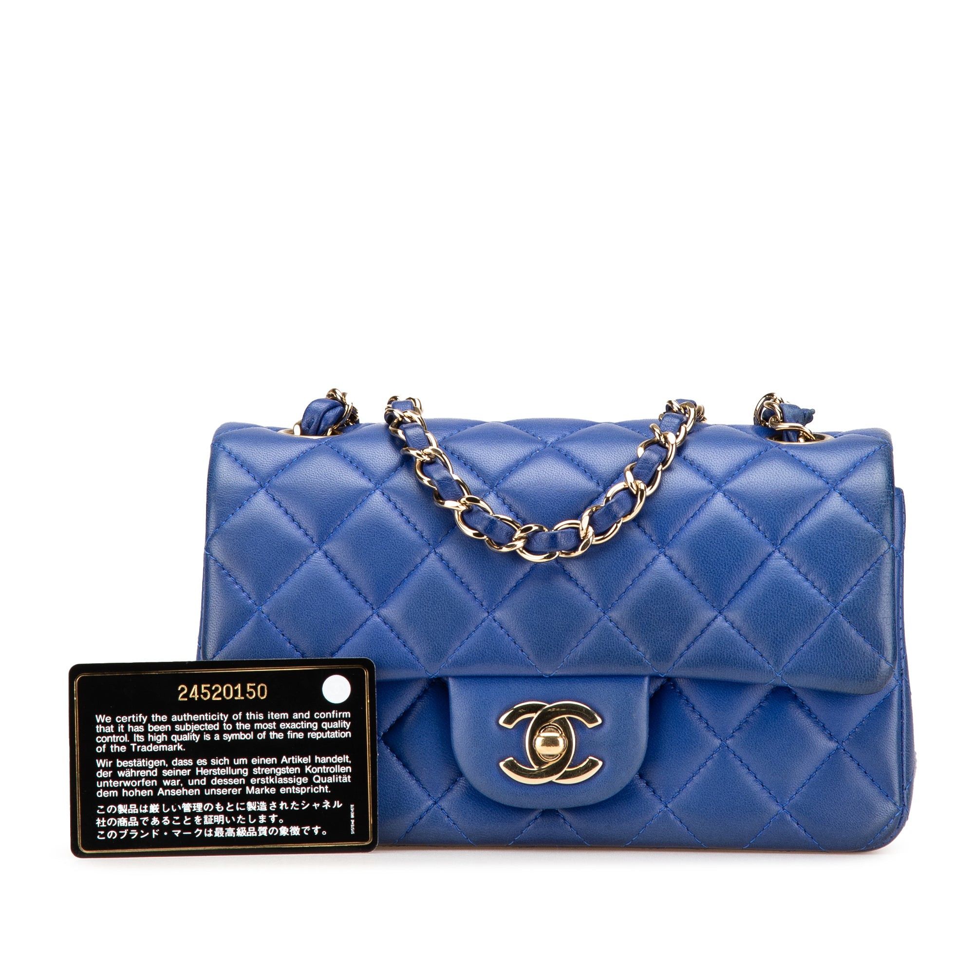 Chanel Chanel Mini Rectangular Classic Lambskin Single Flap Blue Size ONE SIZE - 13 Thumbnail
