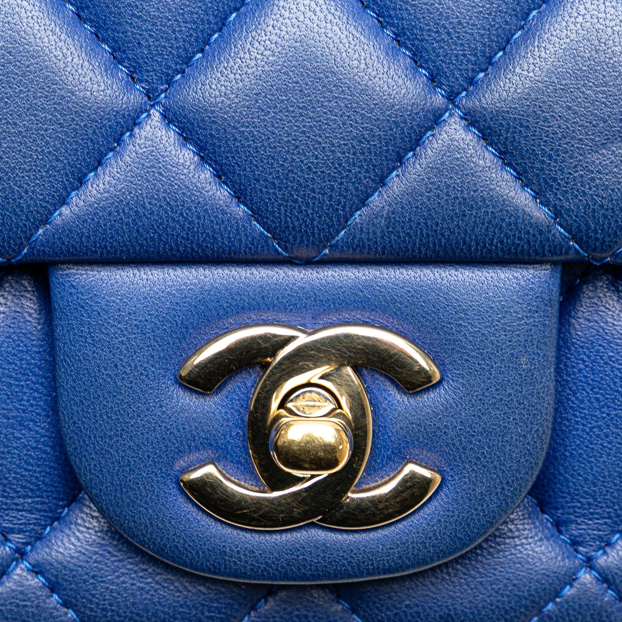 Chanel Chanel Mini Rectangular Classic Lambskin Single Flap Blue Size ONE SIZE - 8 Thumbnail