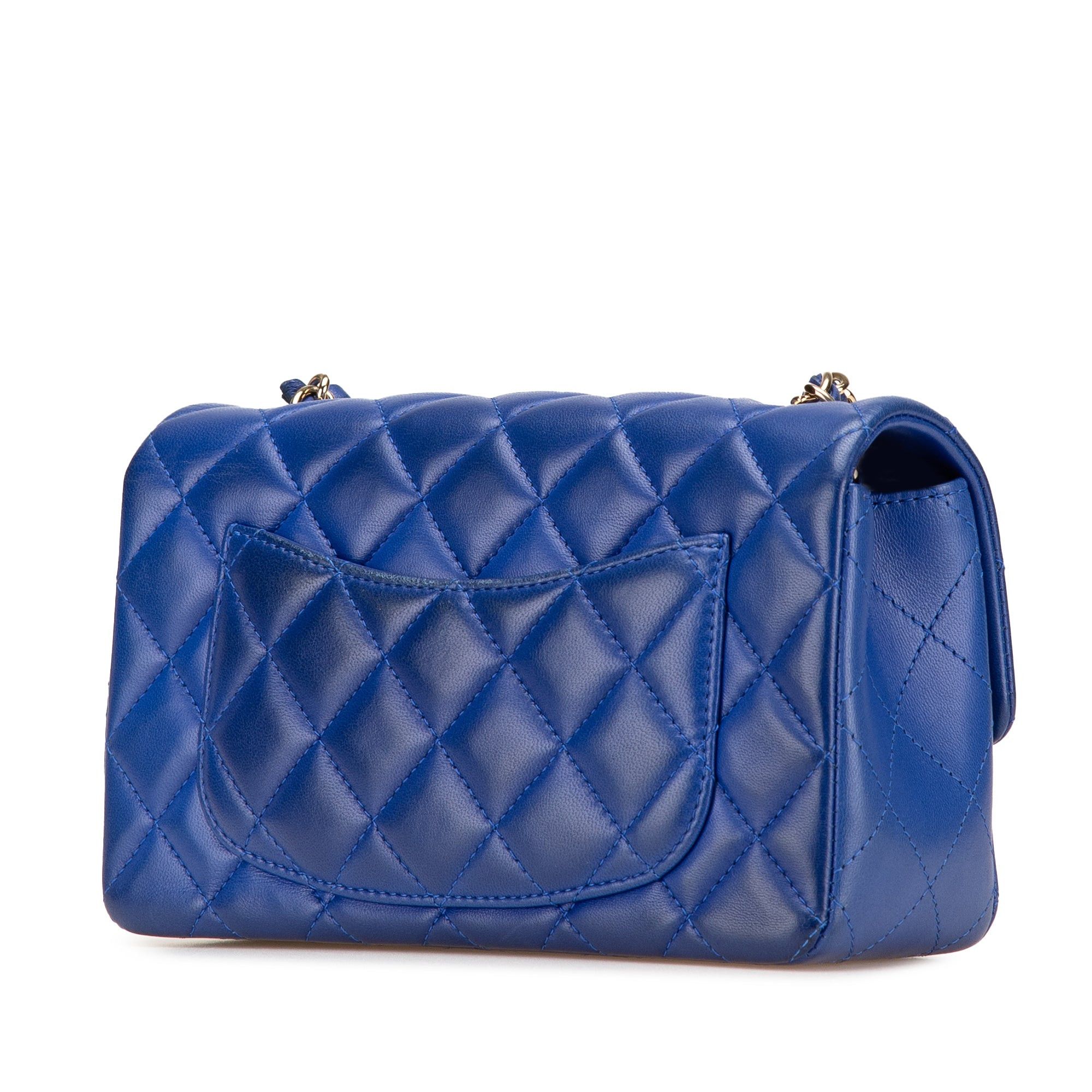 Chanel Chanel Mini Rectangular Classic Lambskin Single Flap Blue Size ONE SIZE - 2 Thumbnail