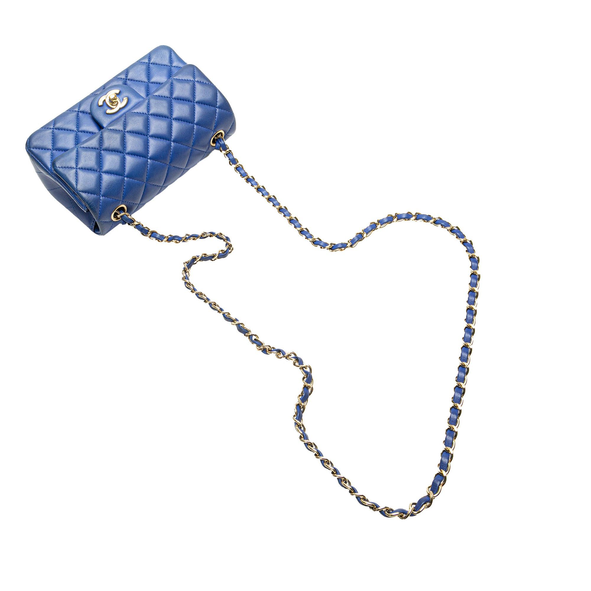 Chanel Chanel Mini Rectangular Classic Lambskin Single Flap Blue Size ONE SIZE - 11 Thumbnail