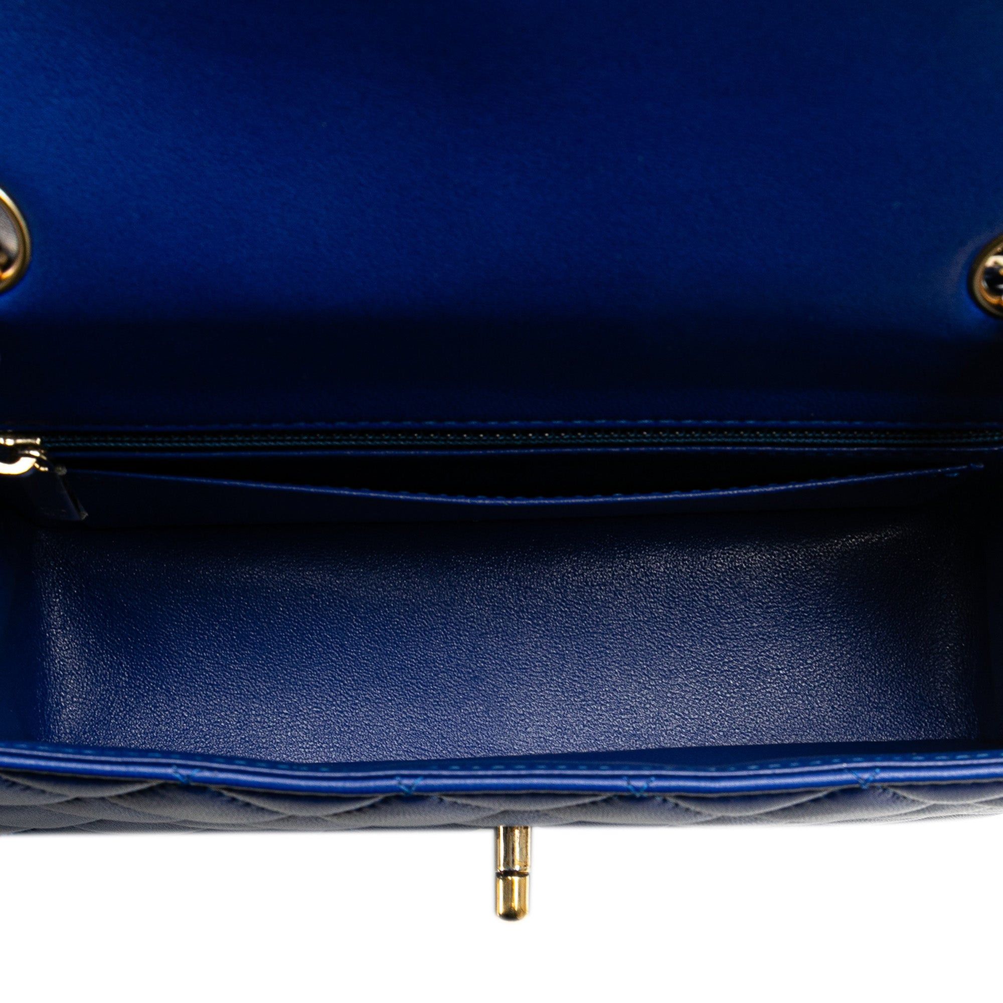 Chanel Chanel Mini Rectangular Classic Lambskin Single Flap Blue Size ONE SIZE - 4 Thumbnail