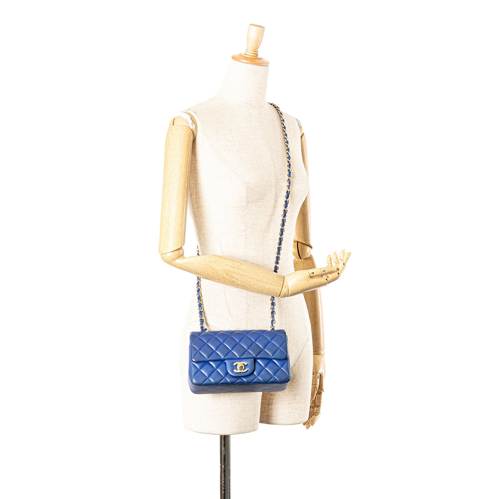Chanel Chanel Mini Rectangular Classic Lambskin Single Flap Blue Size ONE SIZE - 12 Thumbnail