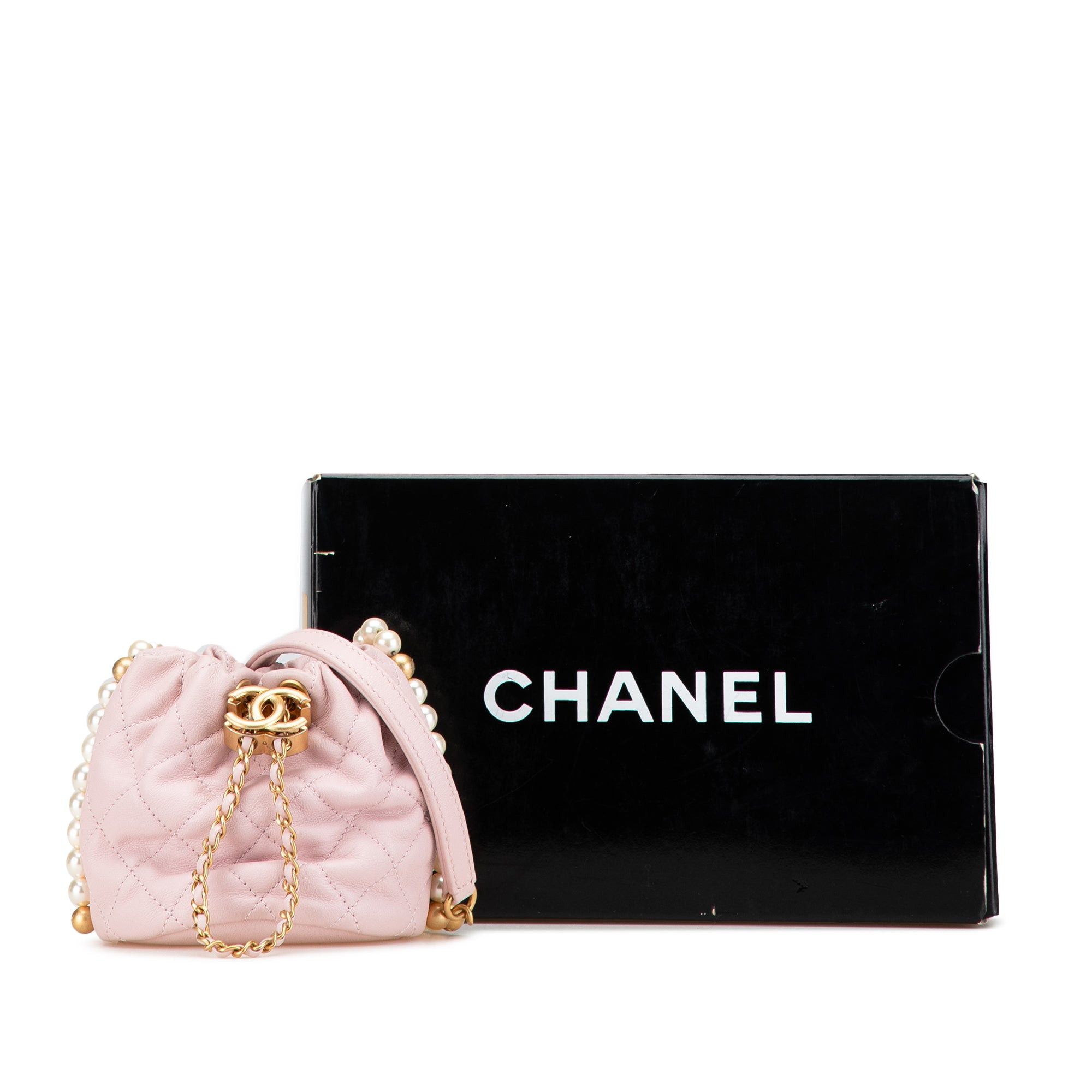 Chanel Chanel Mini Calfskin About Pearls Drawstring Bucket Bag Pink Size ONE SIZE - 8 Thumbnail