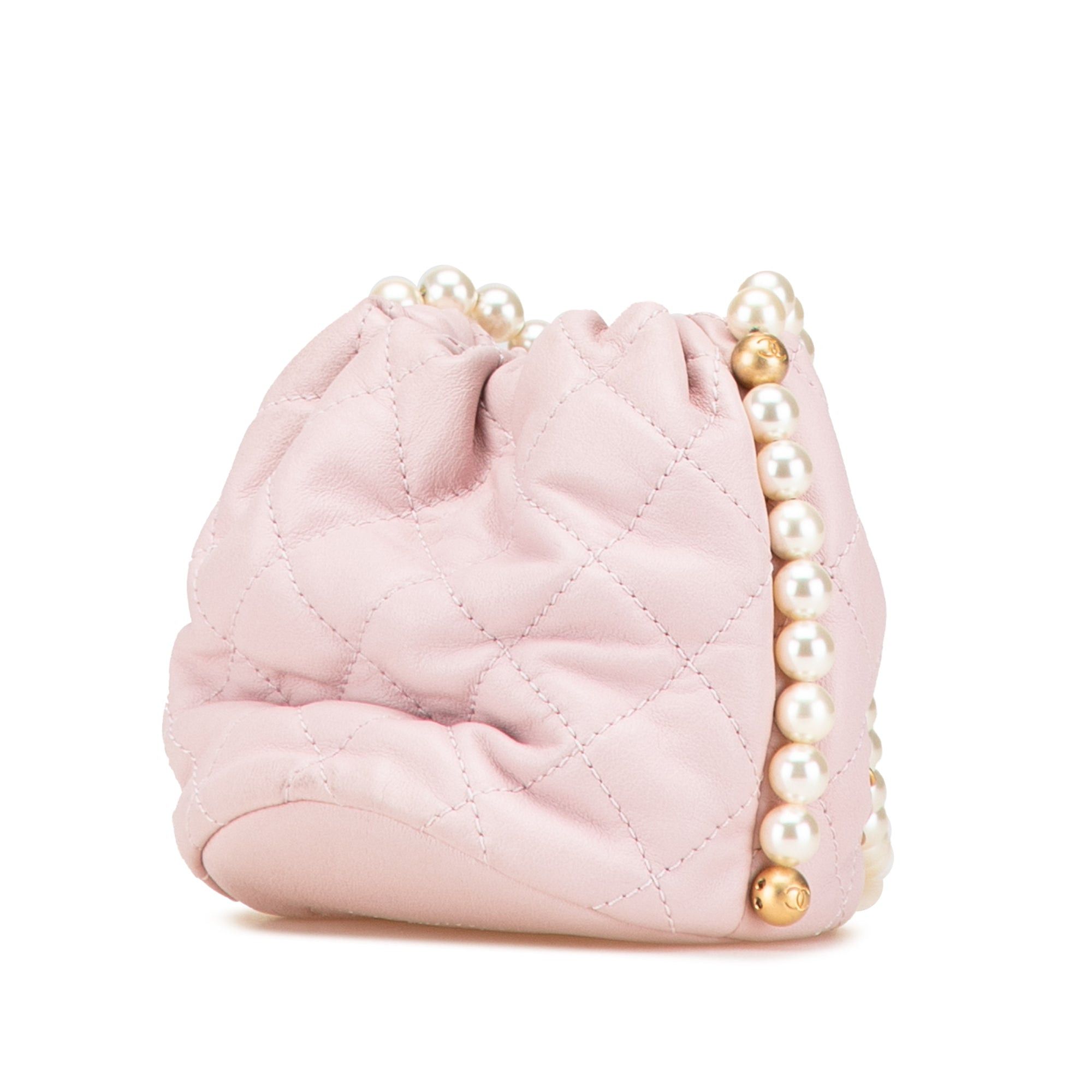 Chanel Chanel Mini Calfskin About Pearls Drawstring Bucket Bag Pink Size ONE SIZE - 2 Thumbnail
