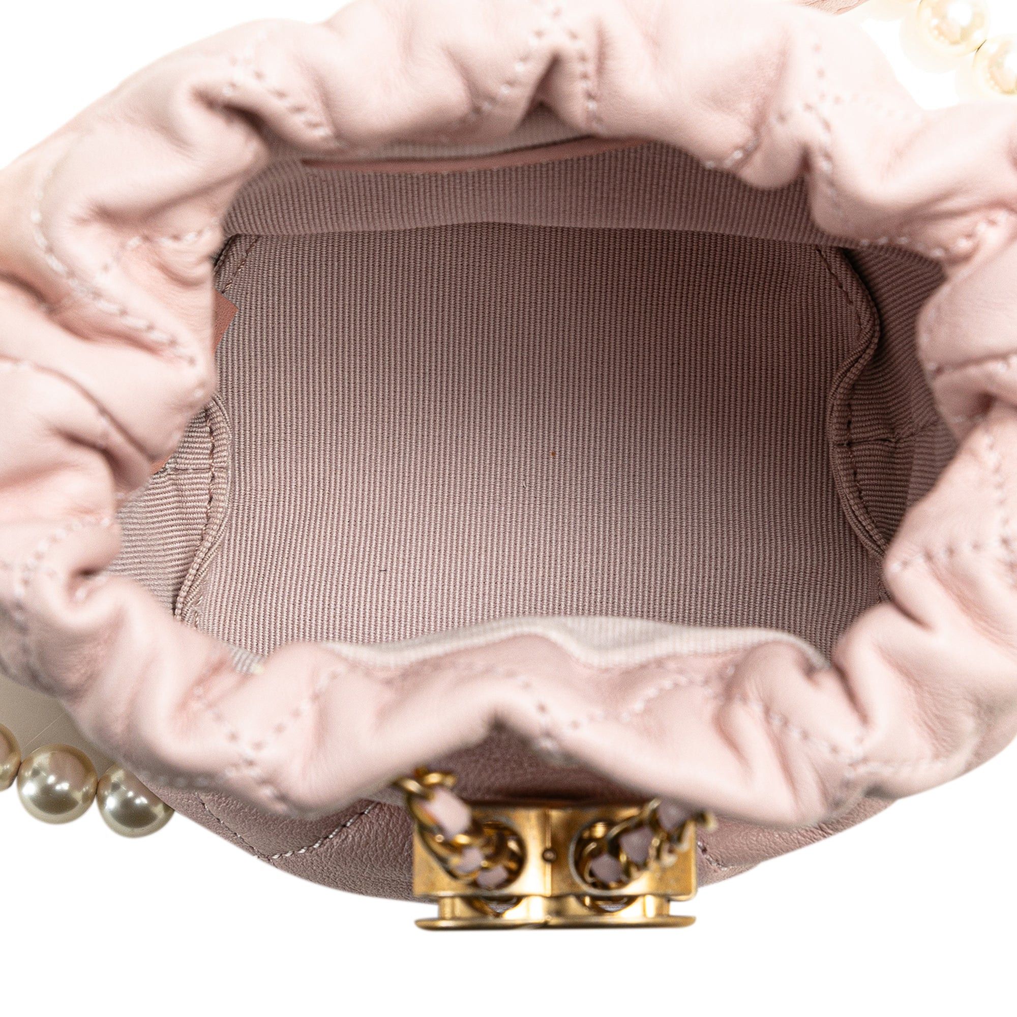 Chanel Chanel Mini Calfskin About Pearls Drawstring Bucket Bag Pink Size ONE SIZE - 4 Thumbnail