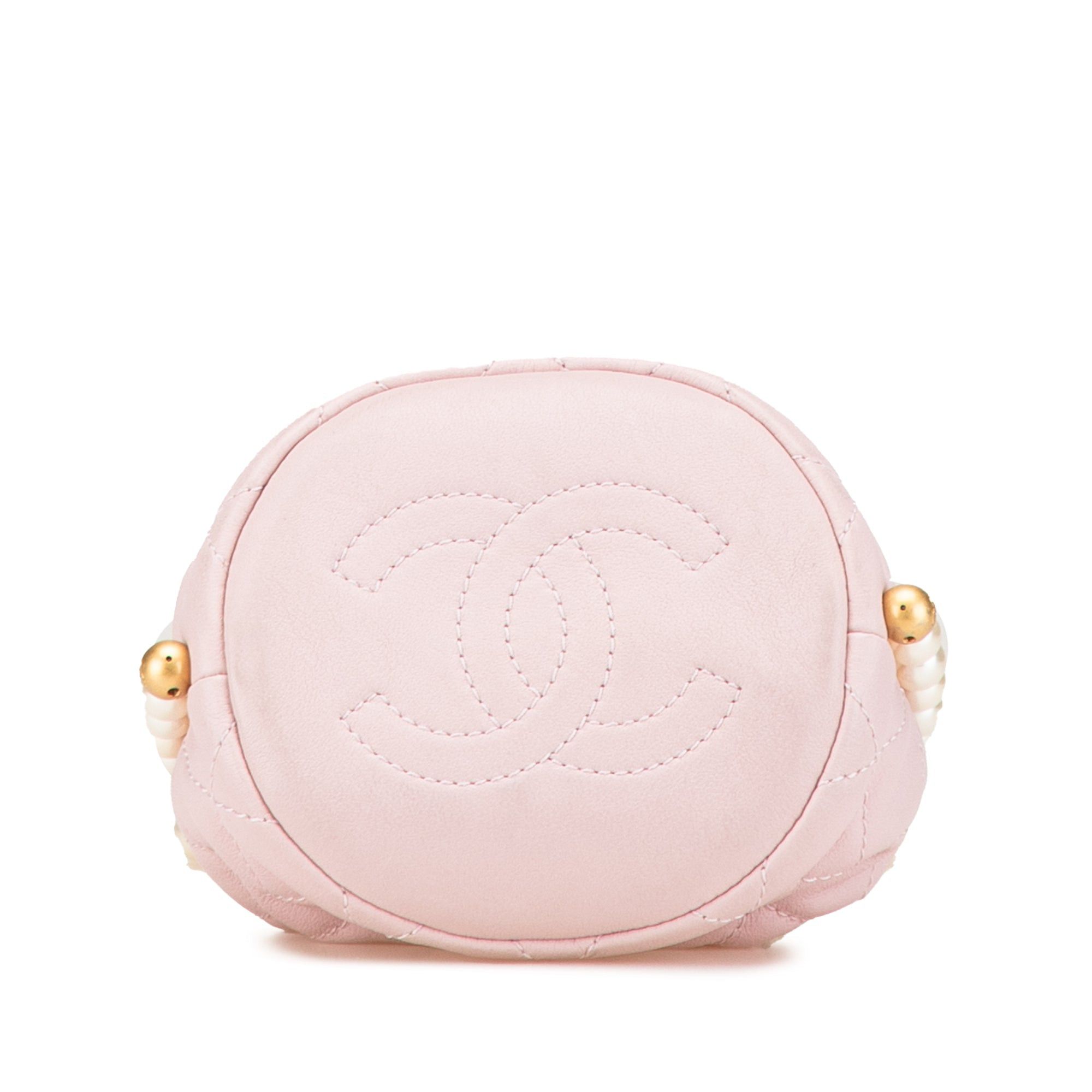 Chanel Chanel Mini Calfskin About Pearls Drawstring Bucket Bag Pink Size ONE SIZE - 3 Thumbnail