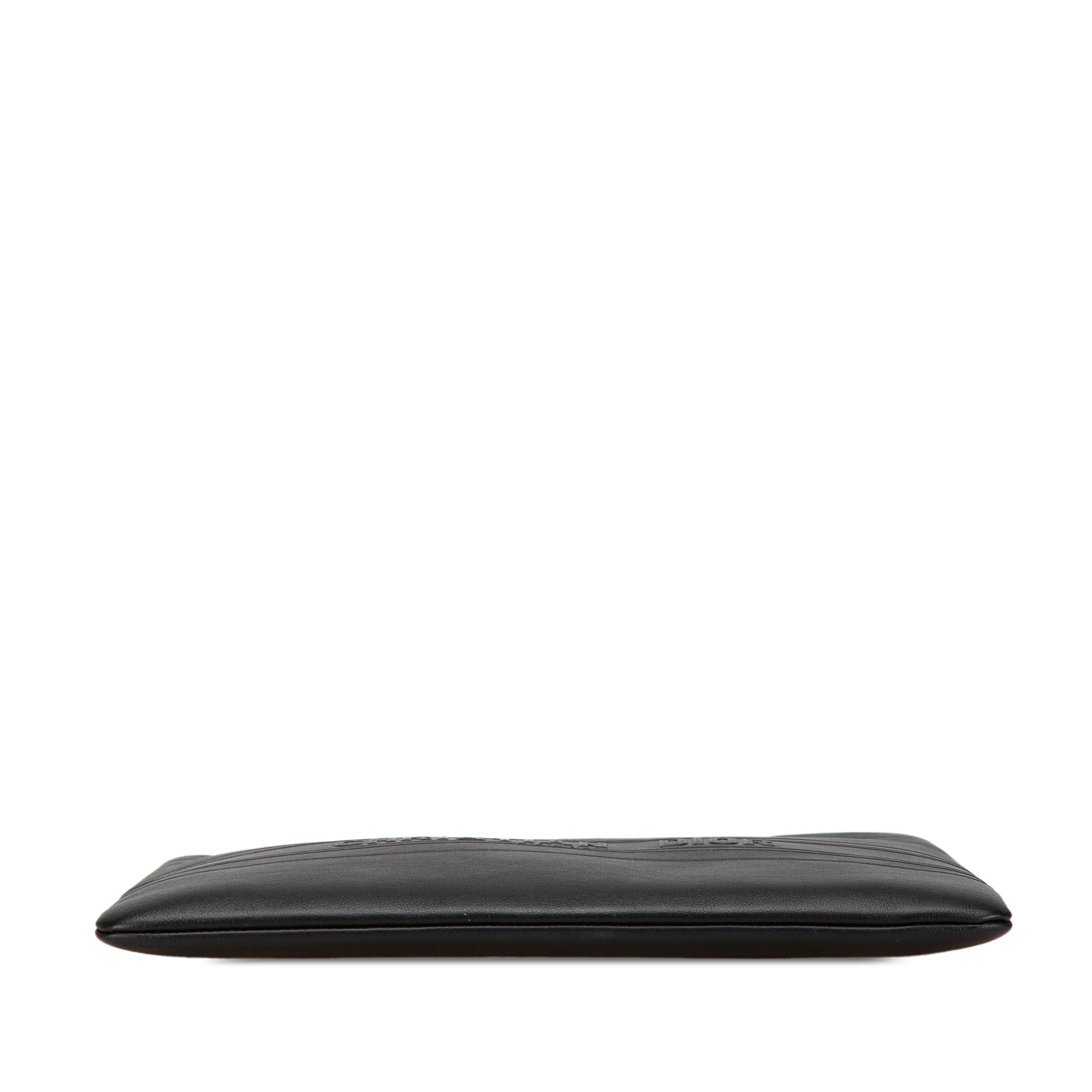 Dior Dior Embossed Calfskin Logo Zip Clutch Black Size ONE SIZE - 3 Thumbnail