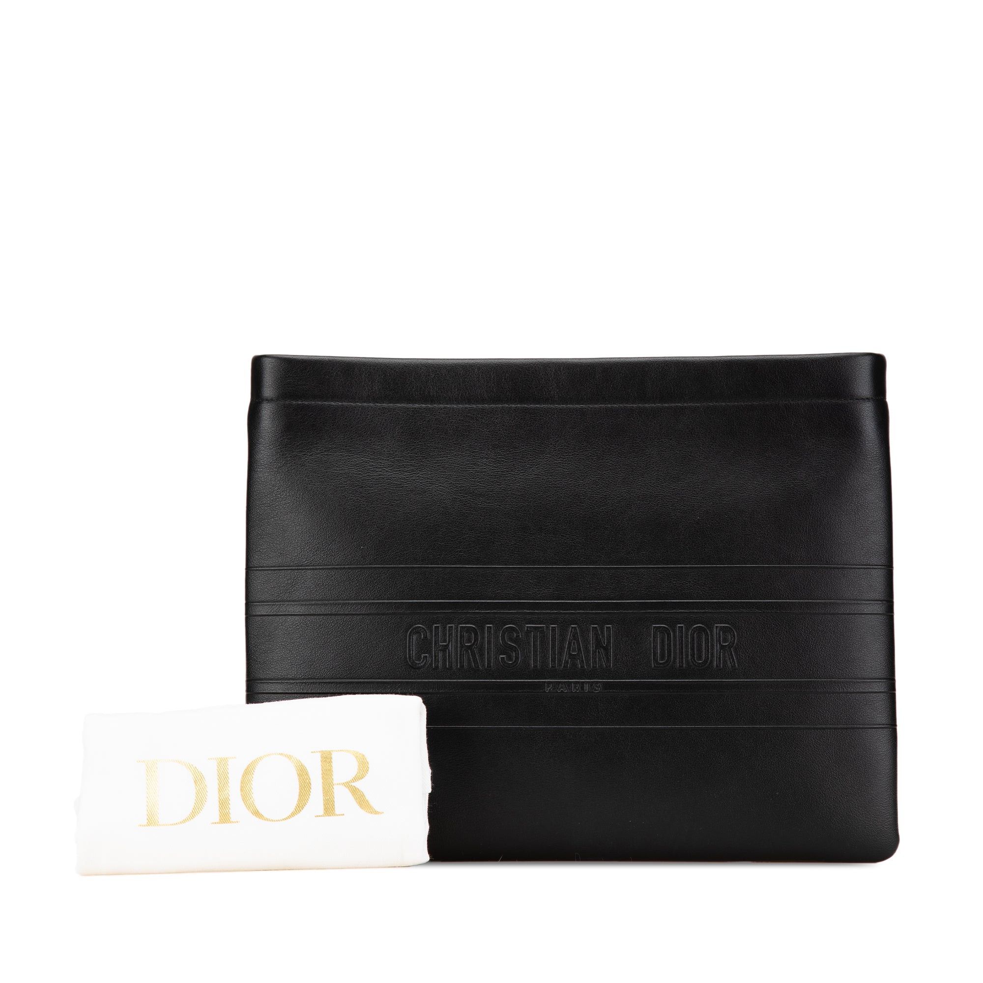 Dior Dior Embossed Calfskin Logo Zip Clutch Black Size ONE SIZE - 8 Thumbnail