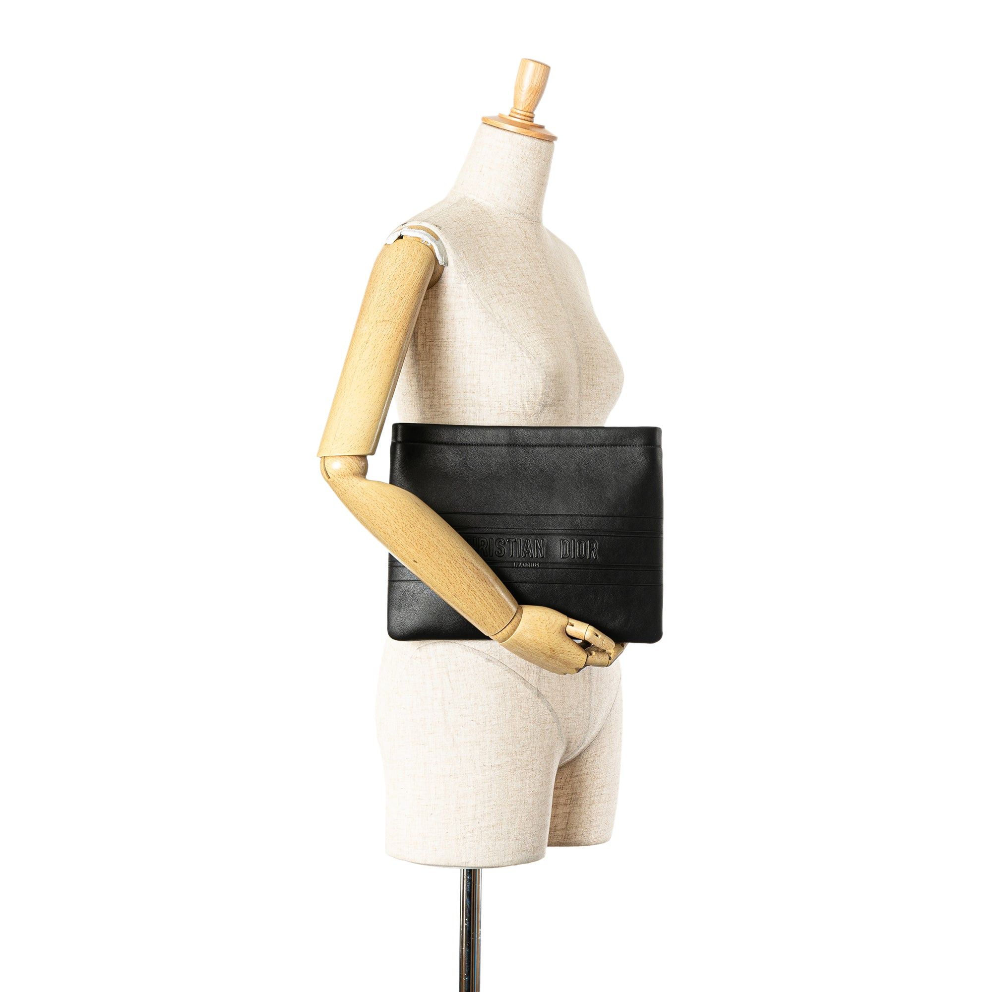 Dior Dior Embossed Calfskin Logo Zip Clutch Black Size ONE SIZE - 7 Thumbnail