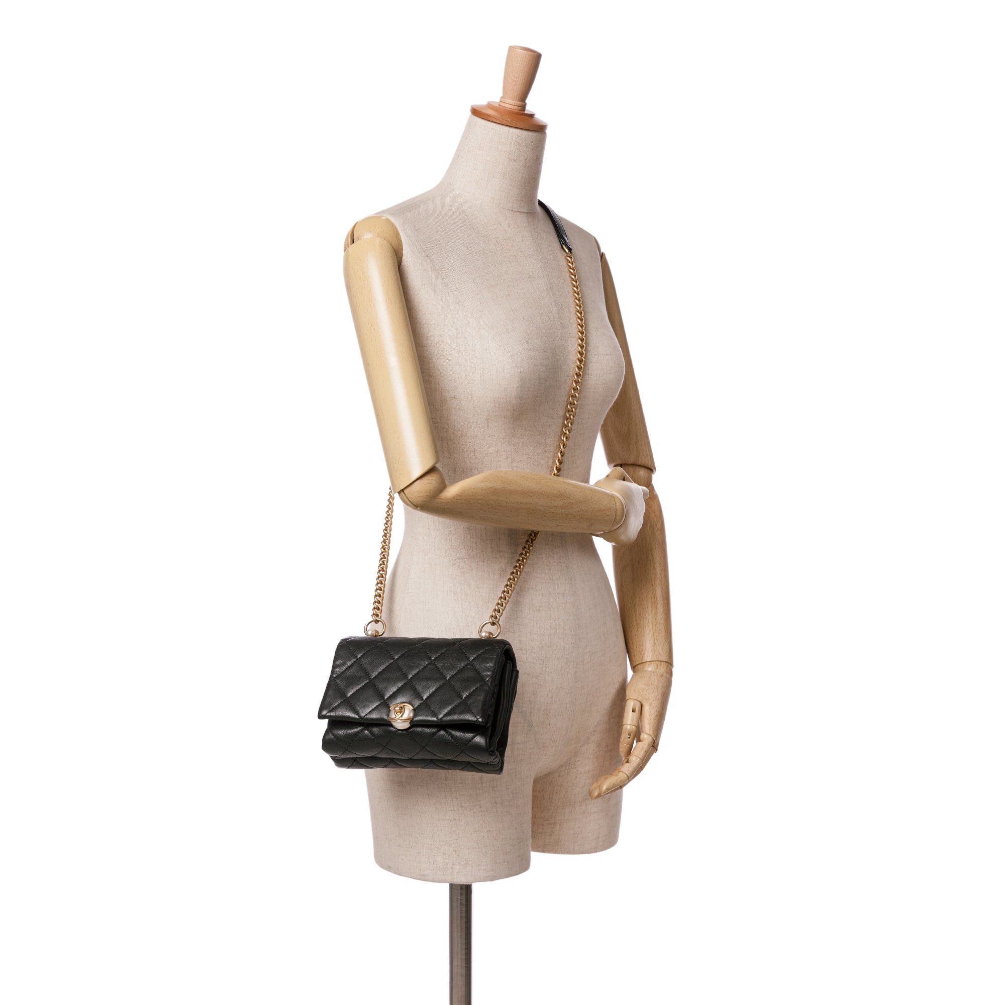 Chanel Chanel Mini Quilted Calfskin Pearl CC Accordion Flap Black Size ONE SIZE - 9 Thumbnail