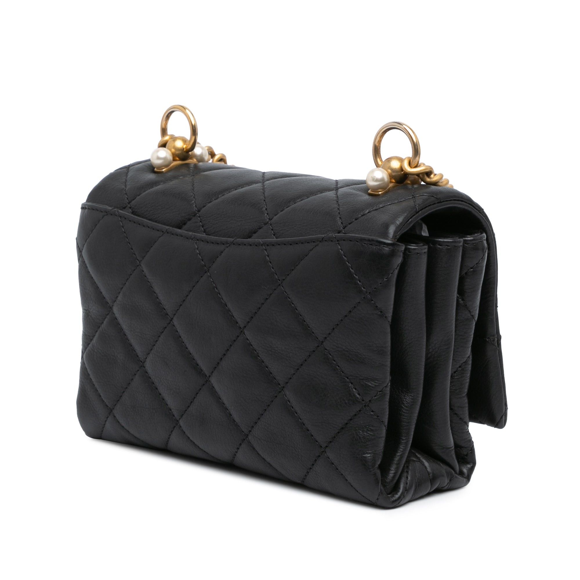 Chanel Chanel Mini Quilted Calfskin Pearl CC Accordion Flap Black Size ONE SIZE - 2 Thumbnail