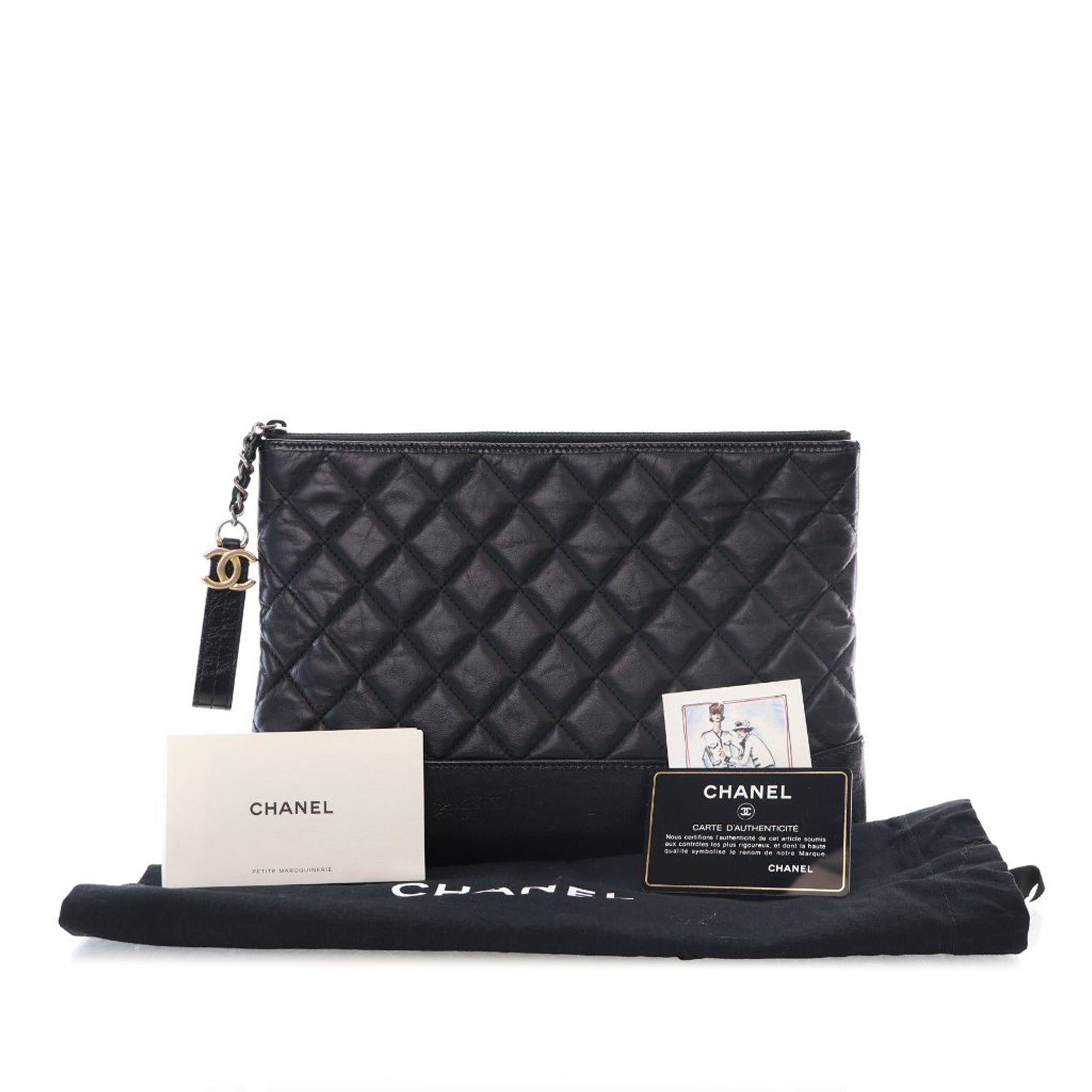 Chanel Chanel Medium Aged Calfskin Gabrielle O Case Clutch Black Size ONE SIZE - 13 Thumbnail