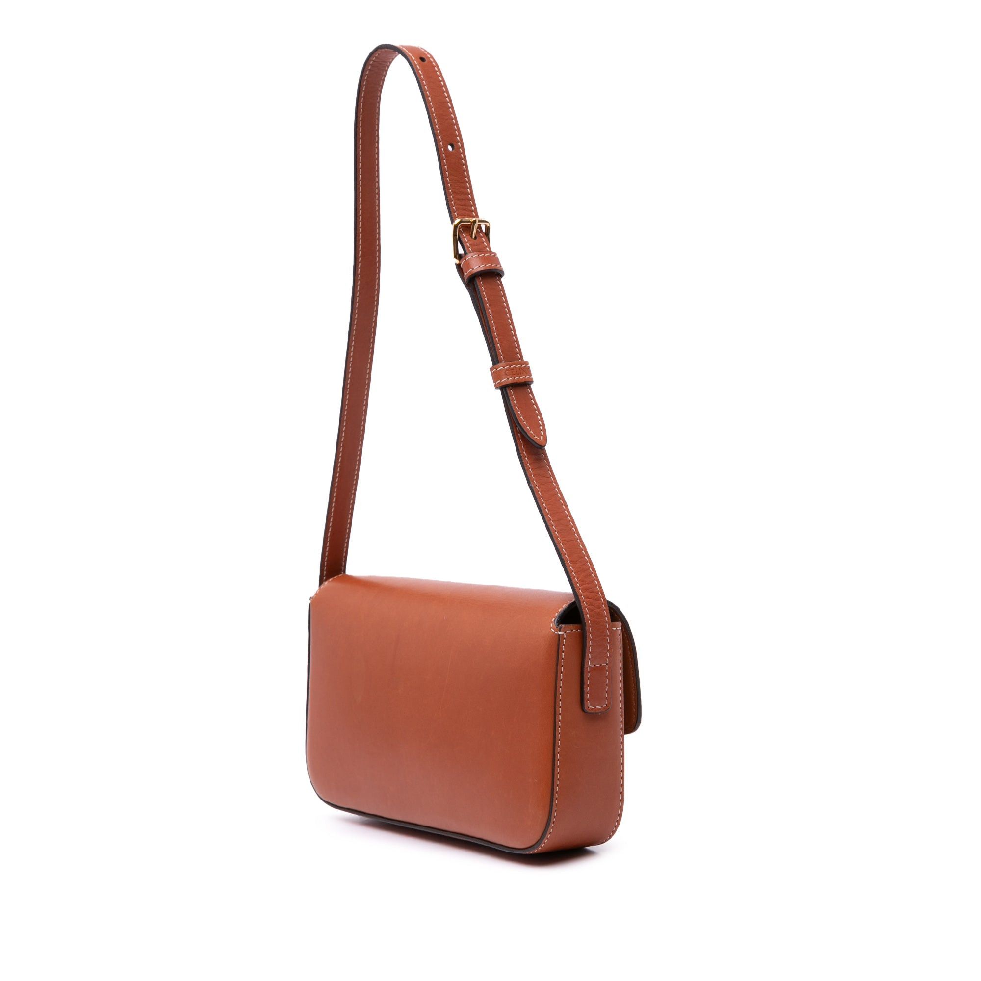 Celine Celine Leather Triomphe Claude Shoulder Bag Brown Size ONE SIZE - 2 Thumbnail