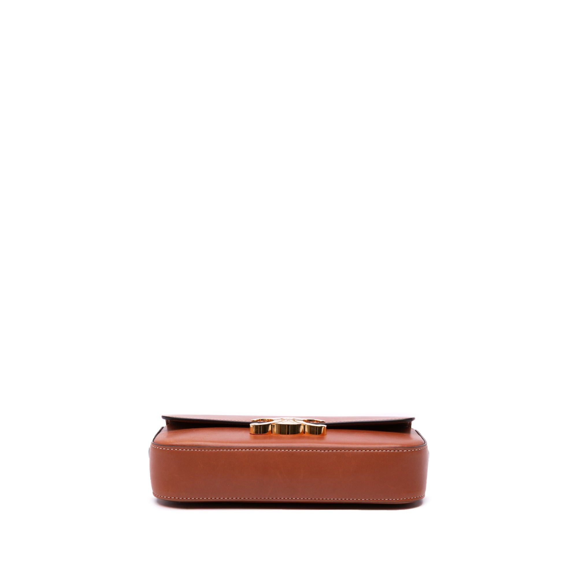 Celine Celine Leather Triomphe Claude Shoulder Bag Brown Size ONE SIZE - 3 Thumbnail