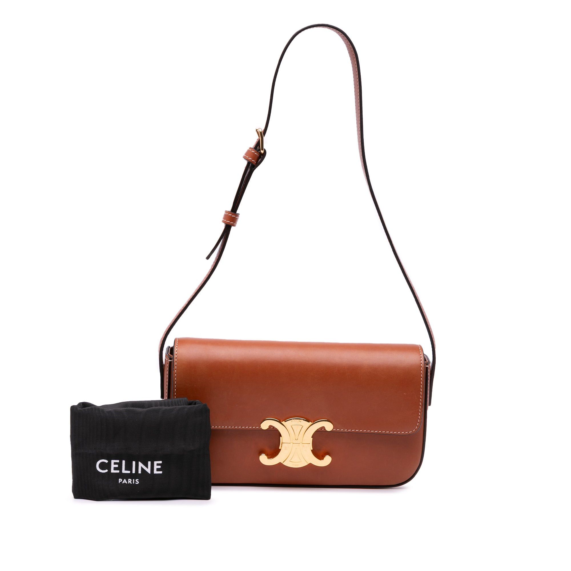 Celine Celine Leather Triomphe Claude Shoulder Bag Brown Size ONE SIZE - 10 Thumbnail