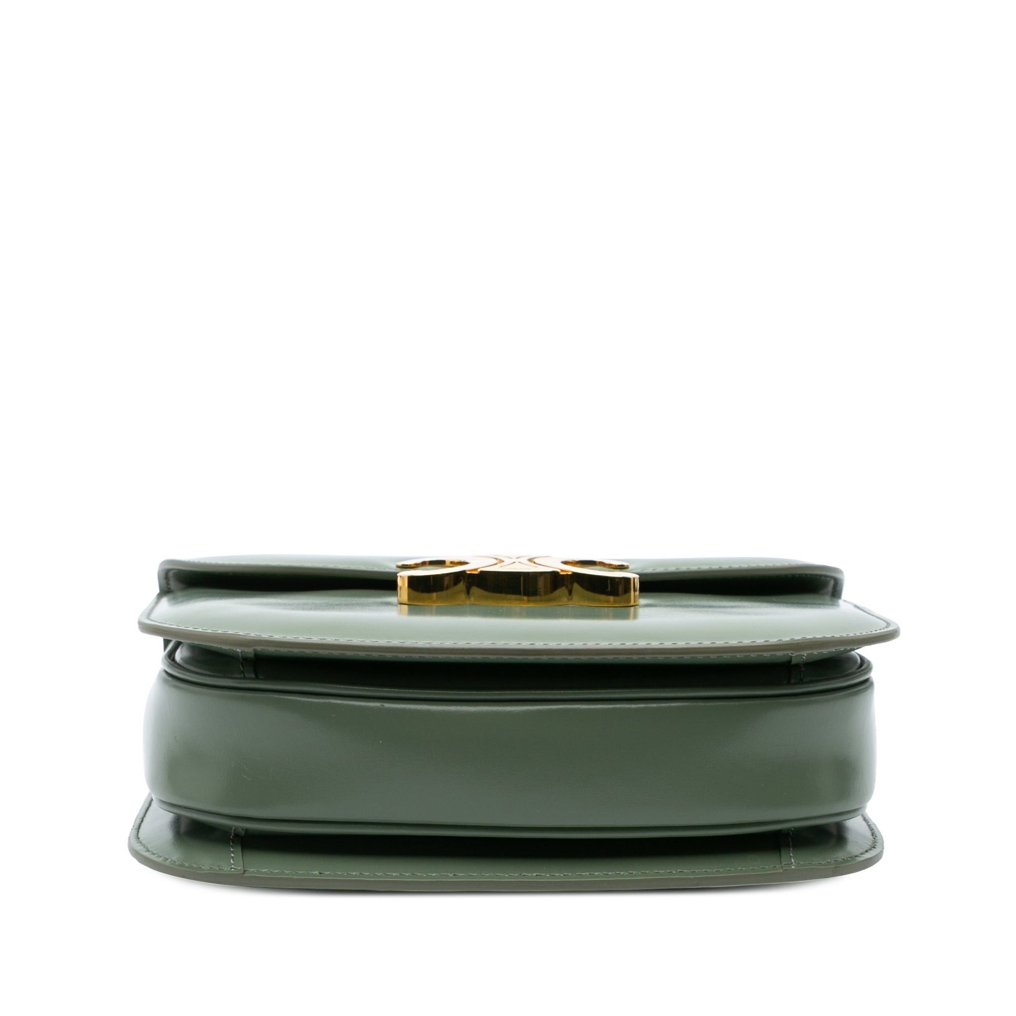 Celine Celine Shiny Calfskin Triomphe Besace Clea Chain Crossbody Green Size ONE SIZE - 3 Thumbnail