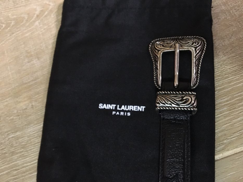 Saint Laurent Paris Black Textured Buffalo Leather Star Patches Western ...