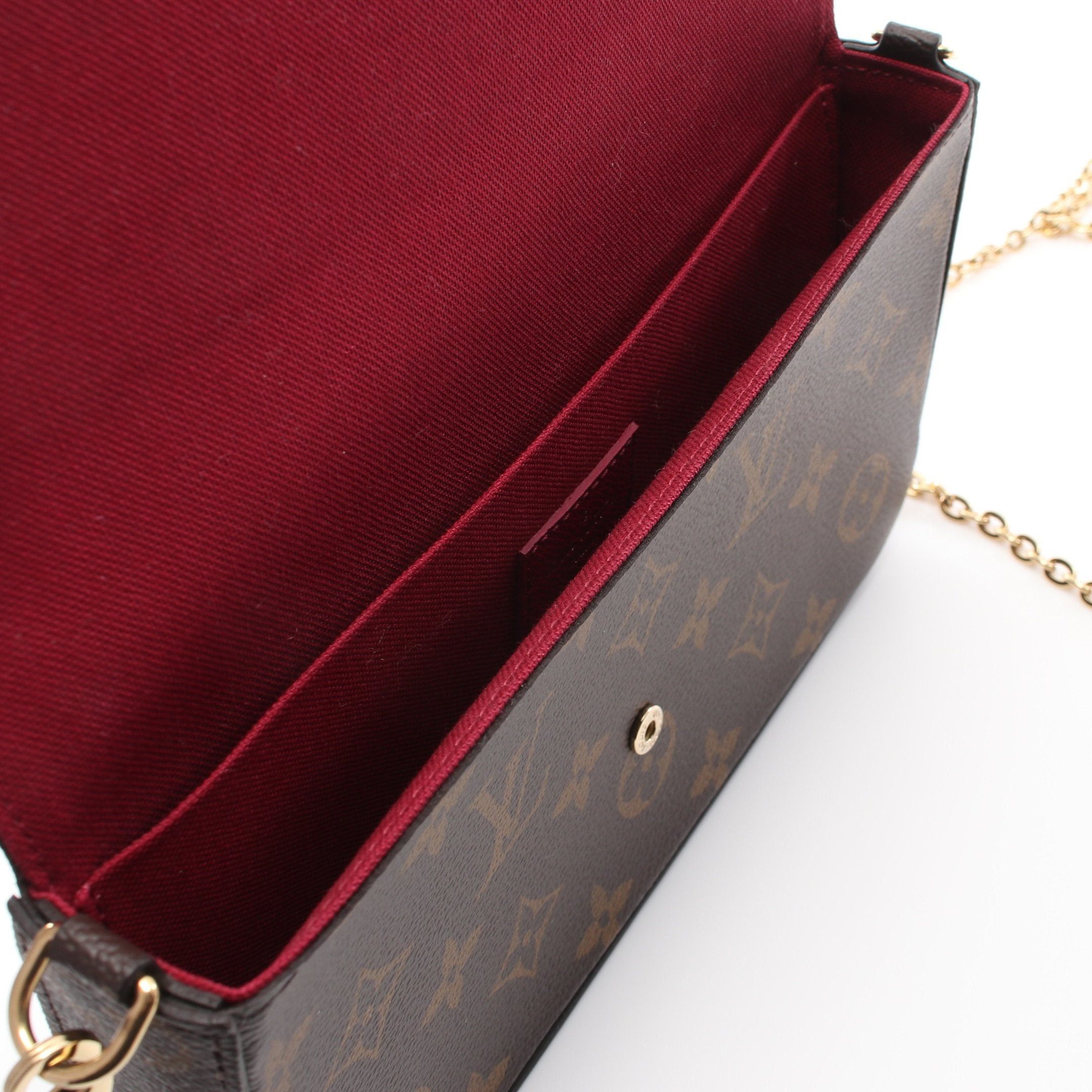 Louis Vuitton Louis Vuitton Pochette Felicie Monogram Fuchsia Chain Wallet Leather Brown Size ONE SIZE - 8 Thumbnail