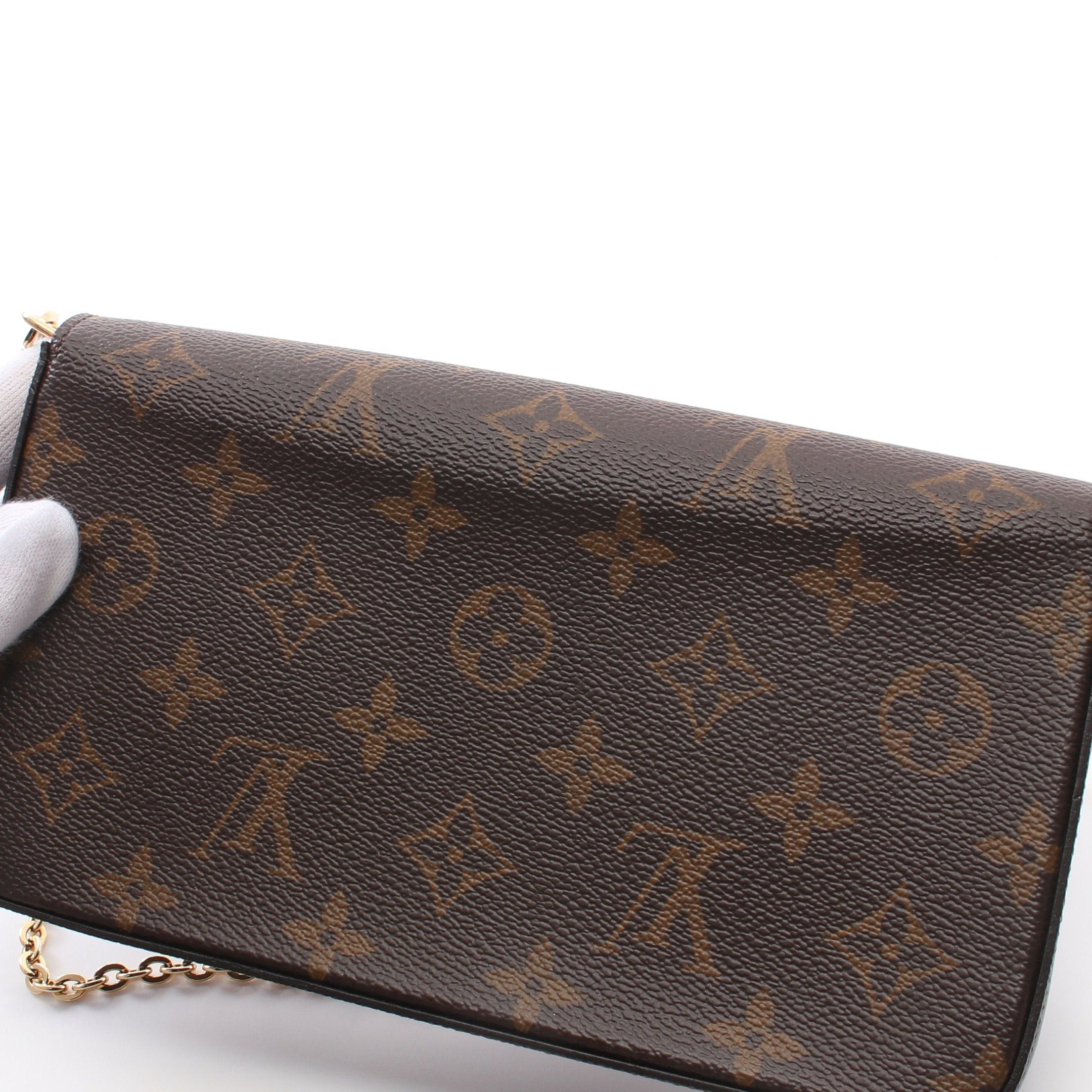Louis Vuitton Louis Vuitton Pochette Felicie Monogram Fuchsia Chain Wallet Leather Brown Size ONE SIZE - 9 Thumbnail
