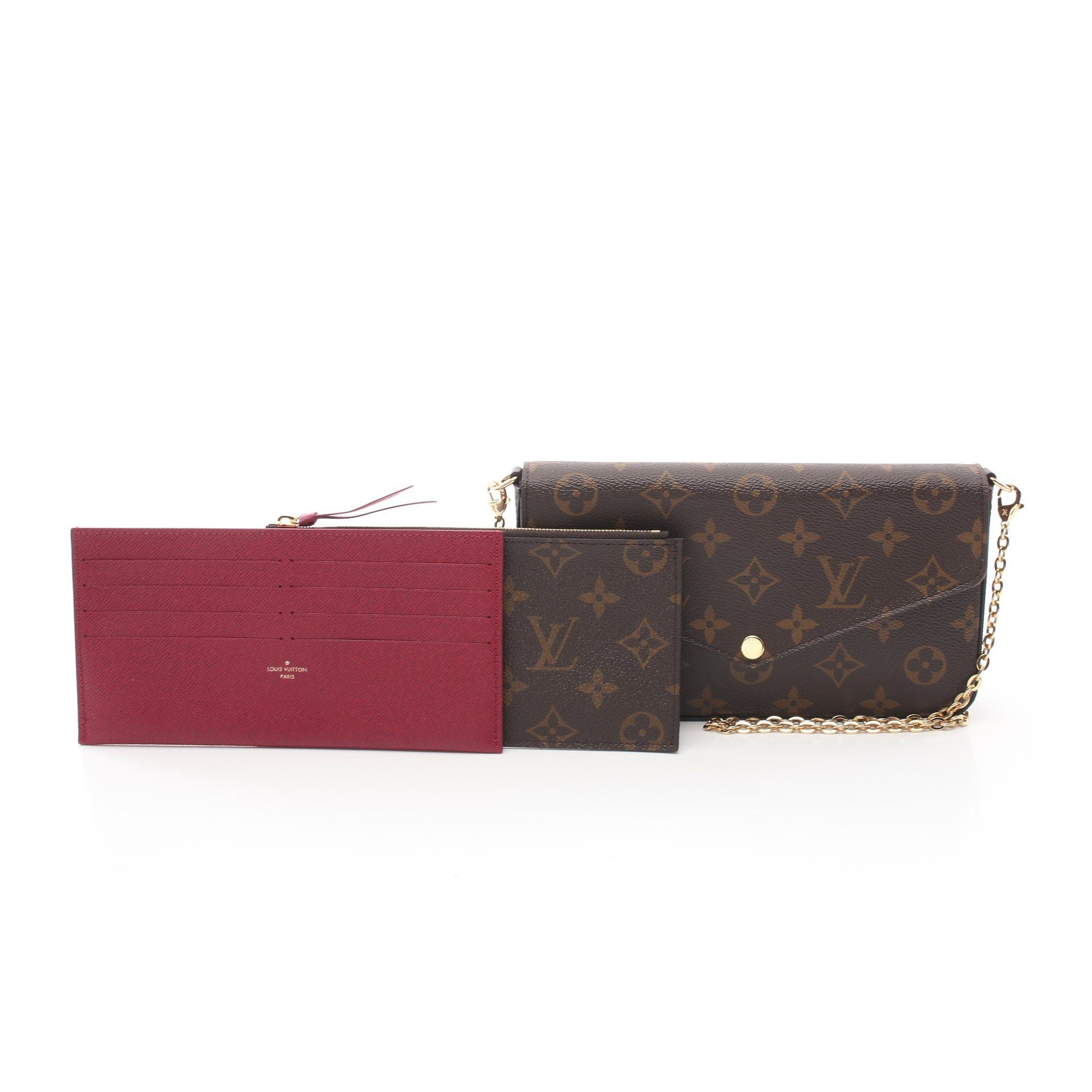 Louis Vuitton Louis Vuitton Pochette Felicie Monogram Fuchsia Chain Wallet Leather Brown Size ONE SIZE - 5 Thumbnail